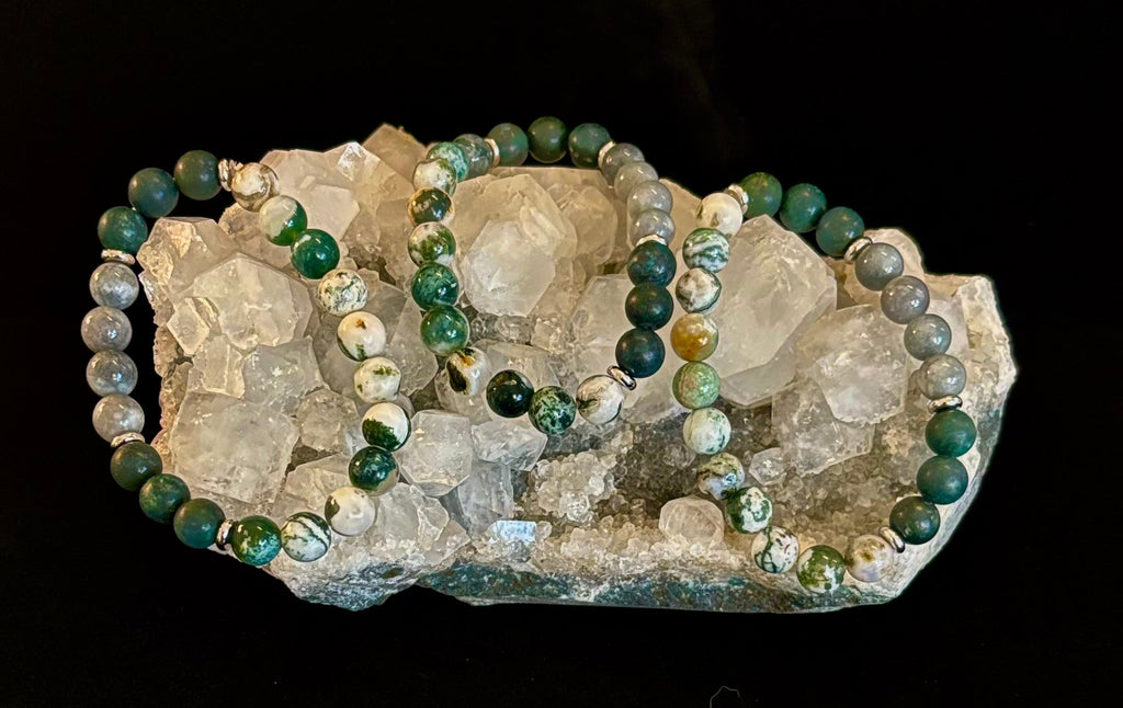 Tree Agate, Moss Agate & Burmese Jade Bracelet – Grounded Energy & New Beginnings | | Wiccan Center