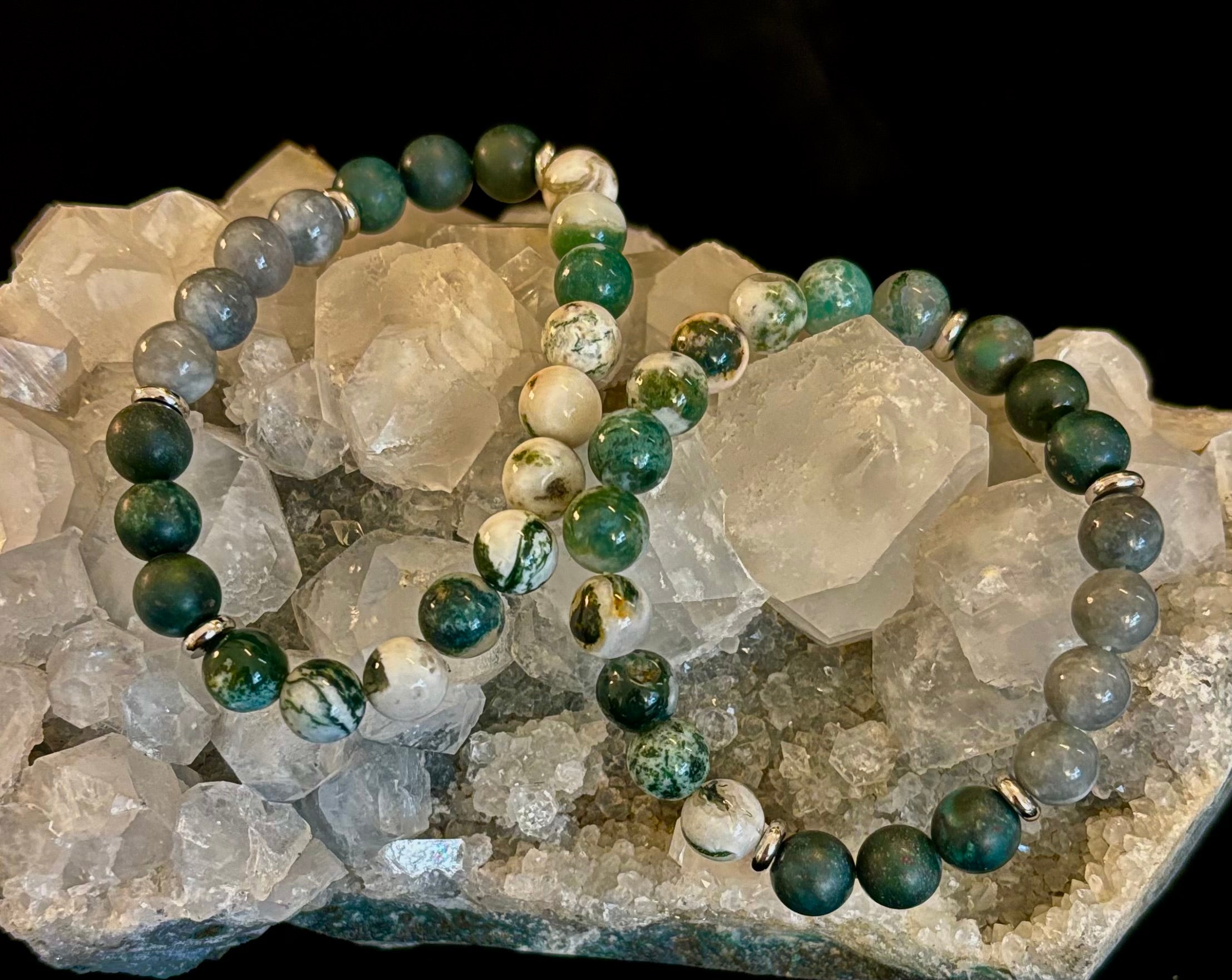 Tree Agate, Moss Agate & Burmese Jade Bracelet – Grounded Energy & New Beginnings | | Wiccan Center