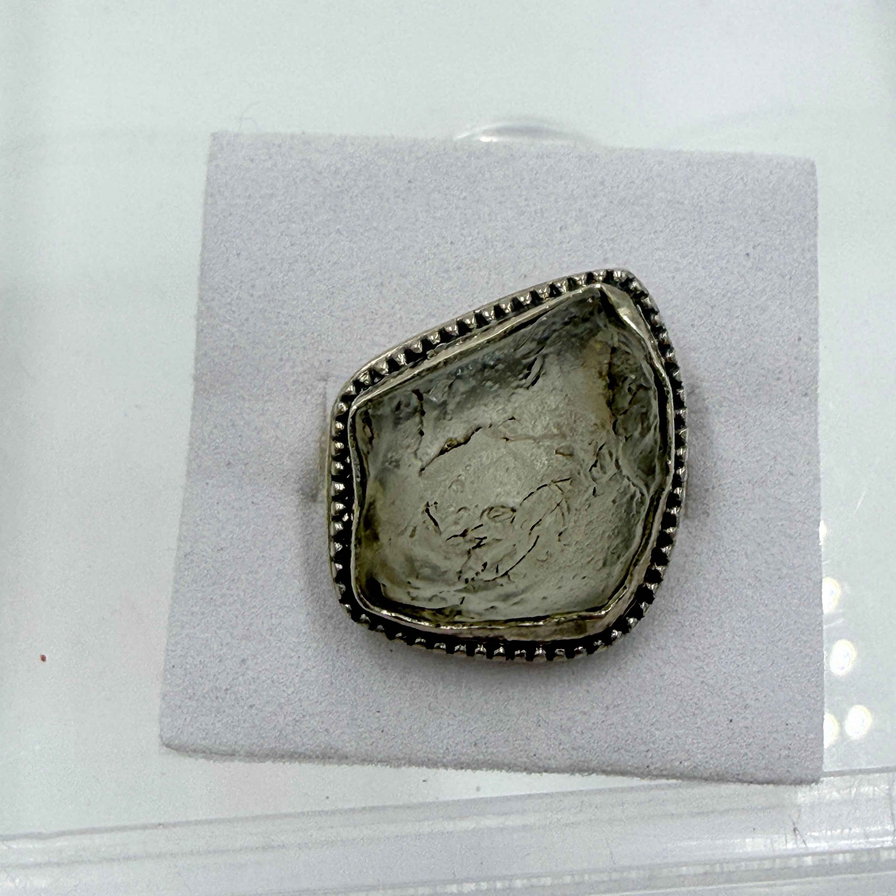 Sterling Silver Bezeled Libyan Desert Glass Ring - Size 8 - Cosmic, Illuminating & Transformative | Rings | Wiccan Center