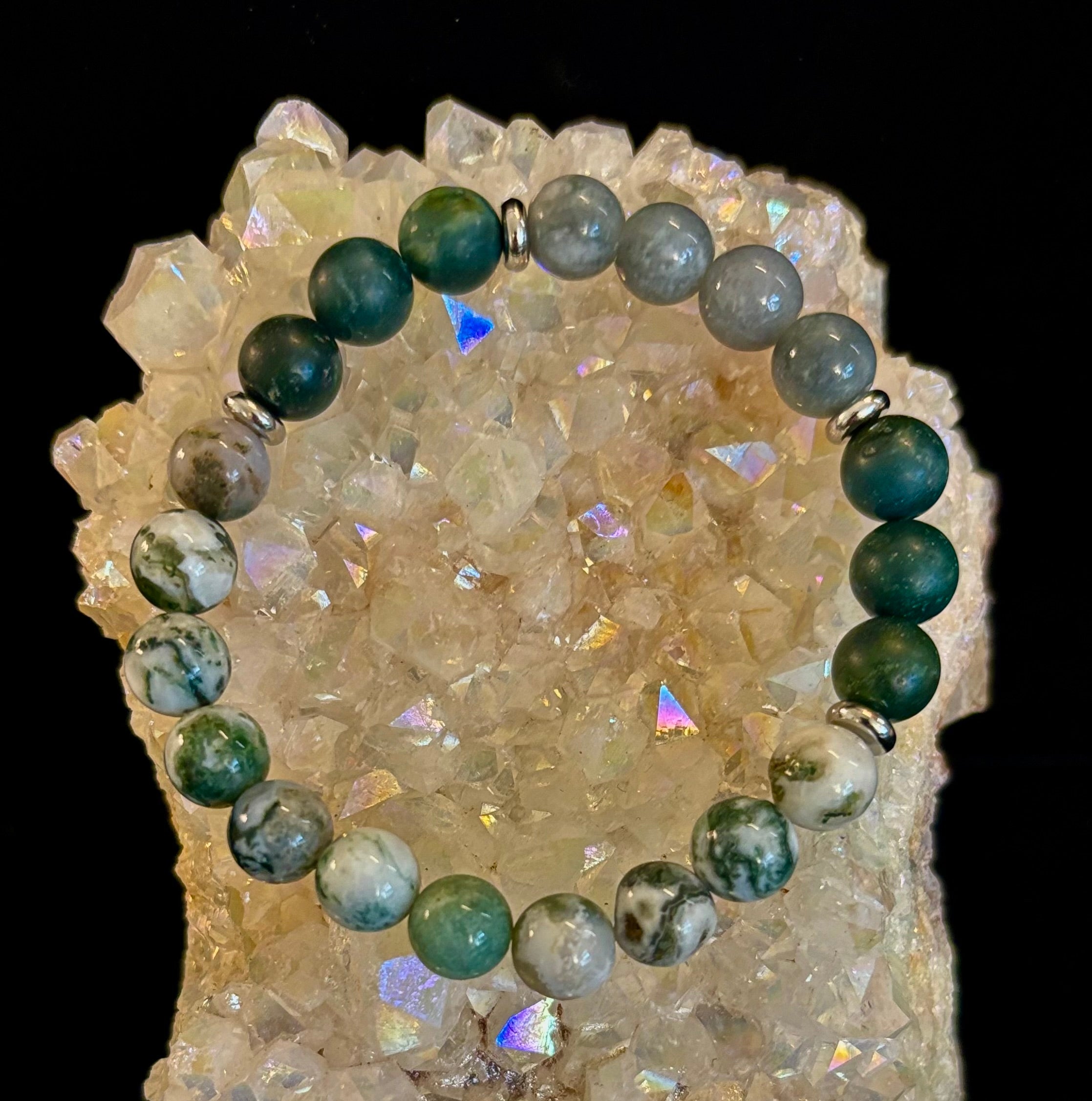 Tree Agate, Moss Agate & Burmese Jade Bracelet – Grounded Energy & New Beginnings | | Wiccan Center