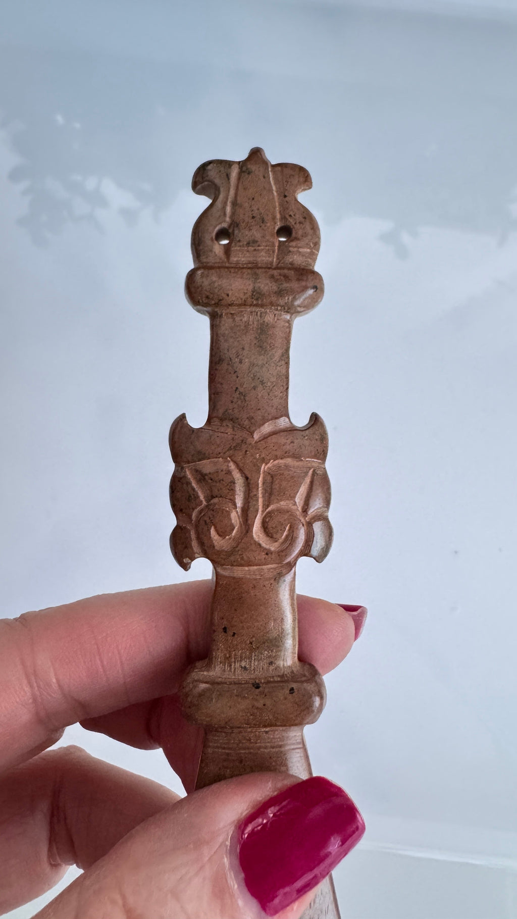 Tiger Athame for Boundaries and Strength, Hand-Carved Jade Stone 6" | Crystals | Wiccan Center