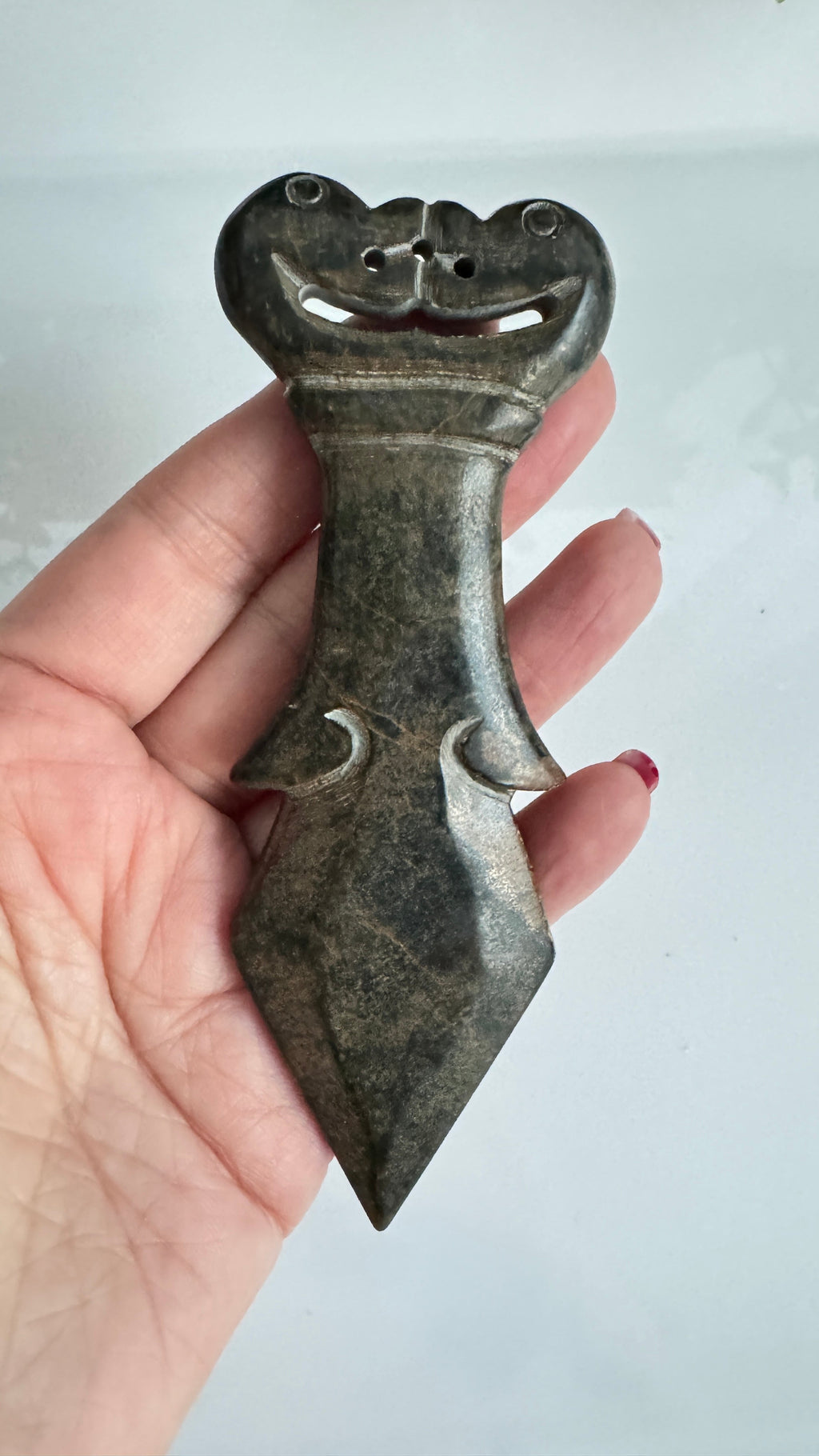 Kissing Dragon Athame for Boundaries and Connection, Hand-Carved Jade Stone 5" | Crystals | Wiccan Center