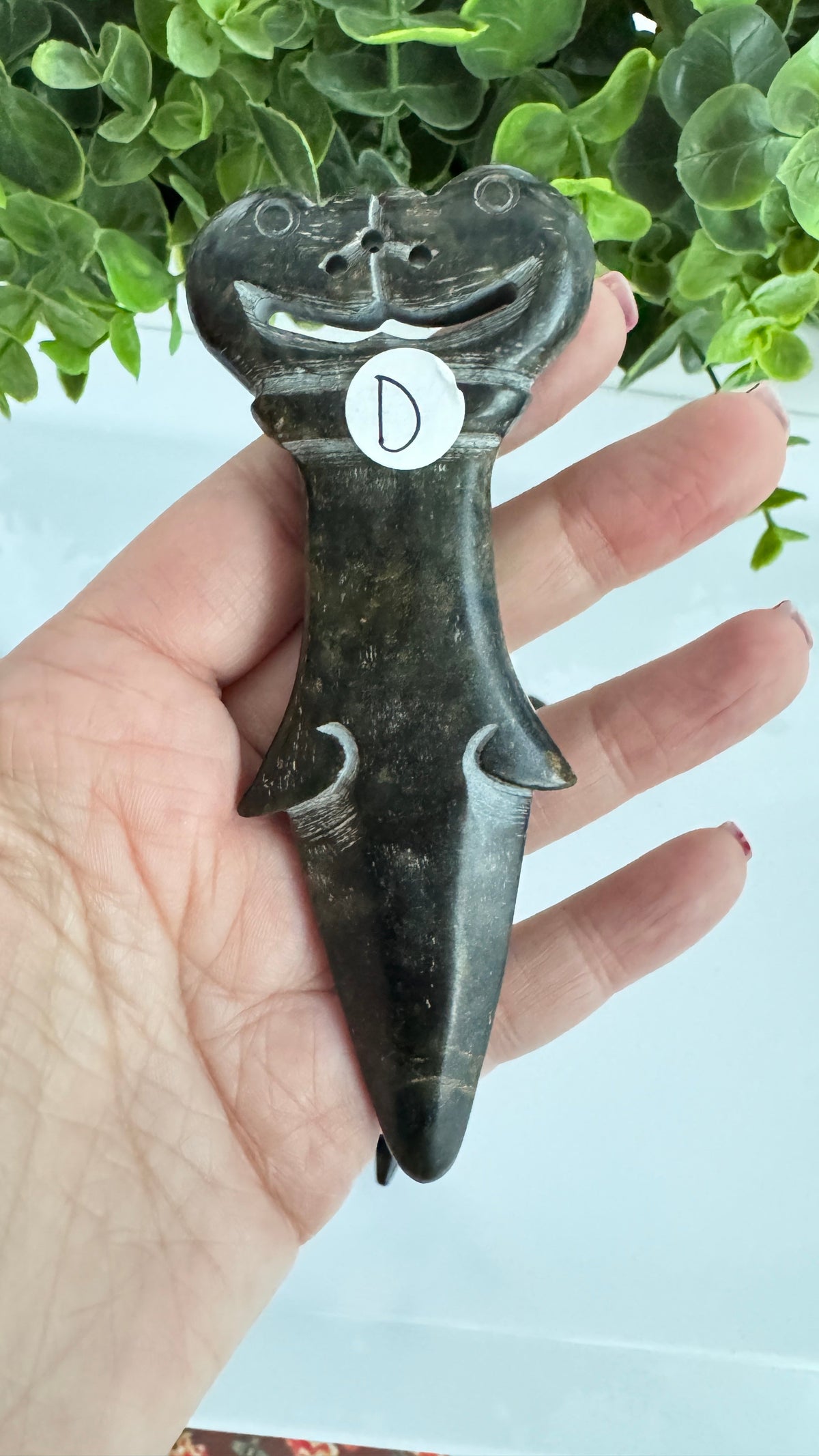 Kissing Dragon Athame for Boundaries and Connection, Hand-Carved Jade Stone 5"
