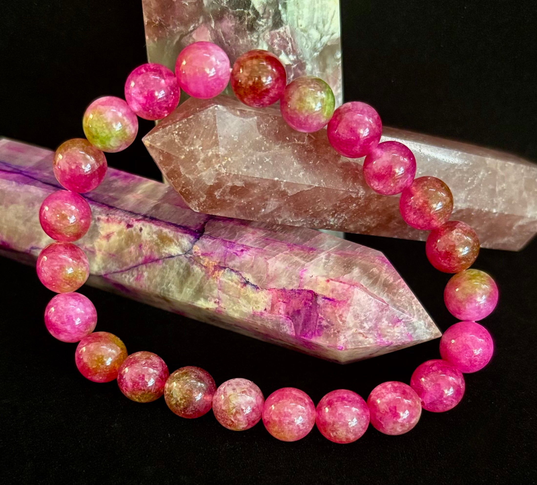 Watermelon Crystal Beaded Bracelet – Joyful Energy & Heart Healing 🍉✨ | | Wiccan Center
