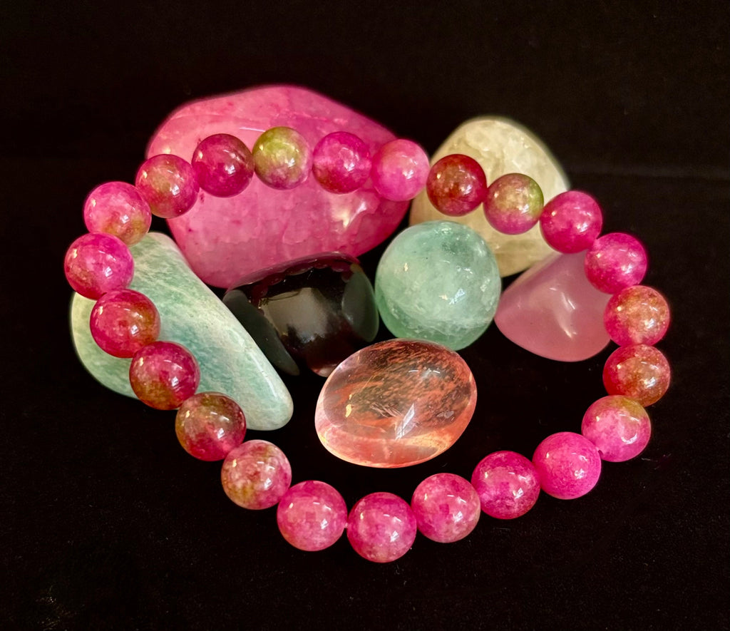 Watermelon Crystal Beaded Bracelet – Joyful Energy & Heart Healing 🍉✨ | | Wiccan Center