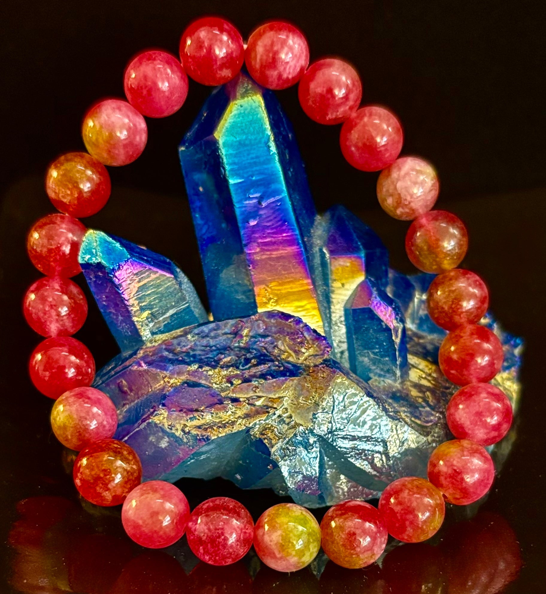 Watermelon Crystal Beaded Bracelet – Joyful Energy & Heart Healing 🍉✨ | | Wiccan Center