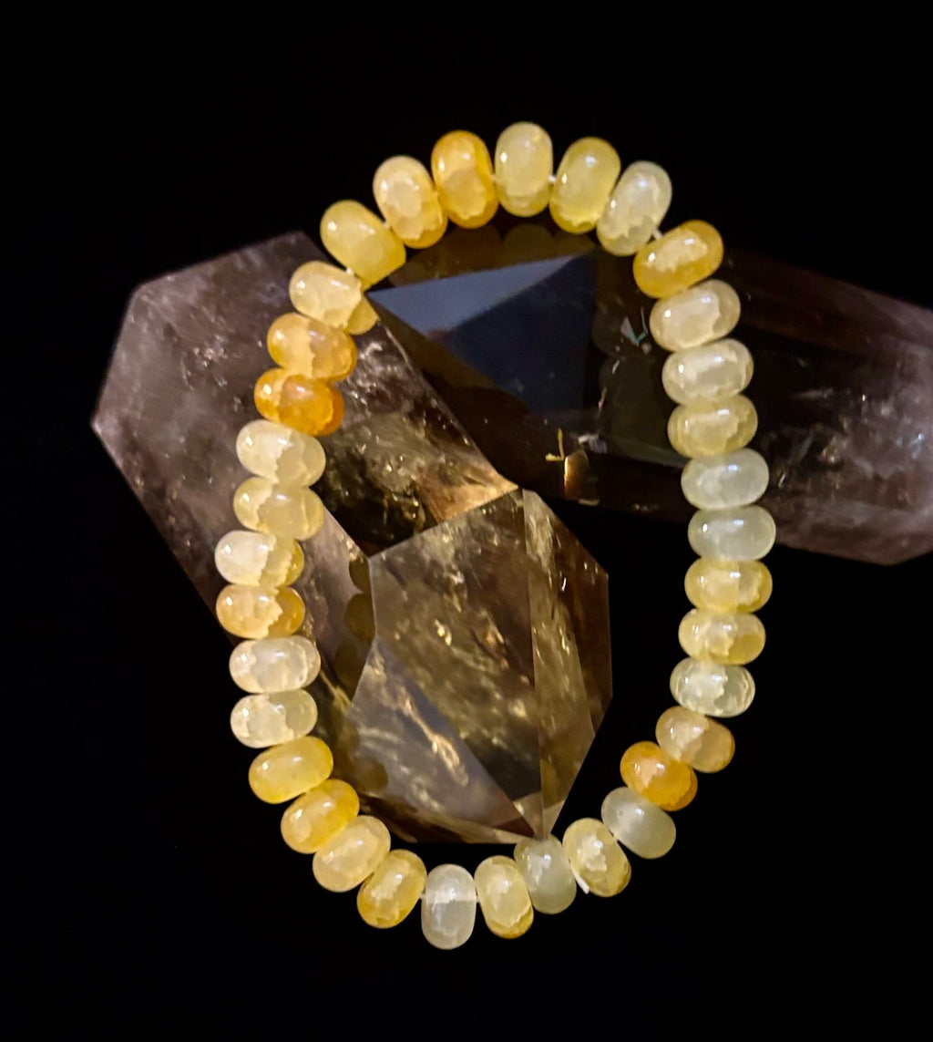 Yellow Agate Rondelle Bracelet – Joy, Confidence & Mental Clarity | Medium Wrists | | Wiccan Center