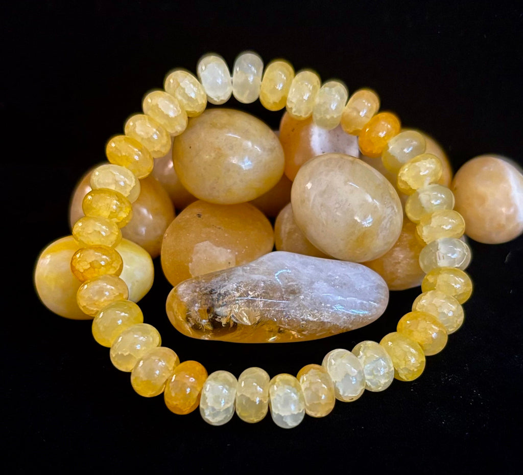 Yellow Agate Rondelle Bracelet – Joy, Confidence & Mental Clarity | Medium Wrists | | Wiccan Center