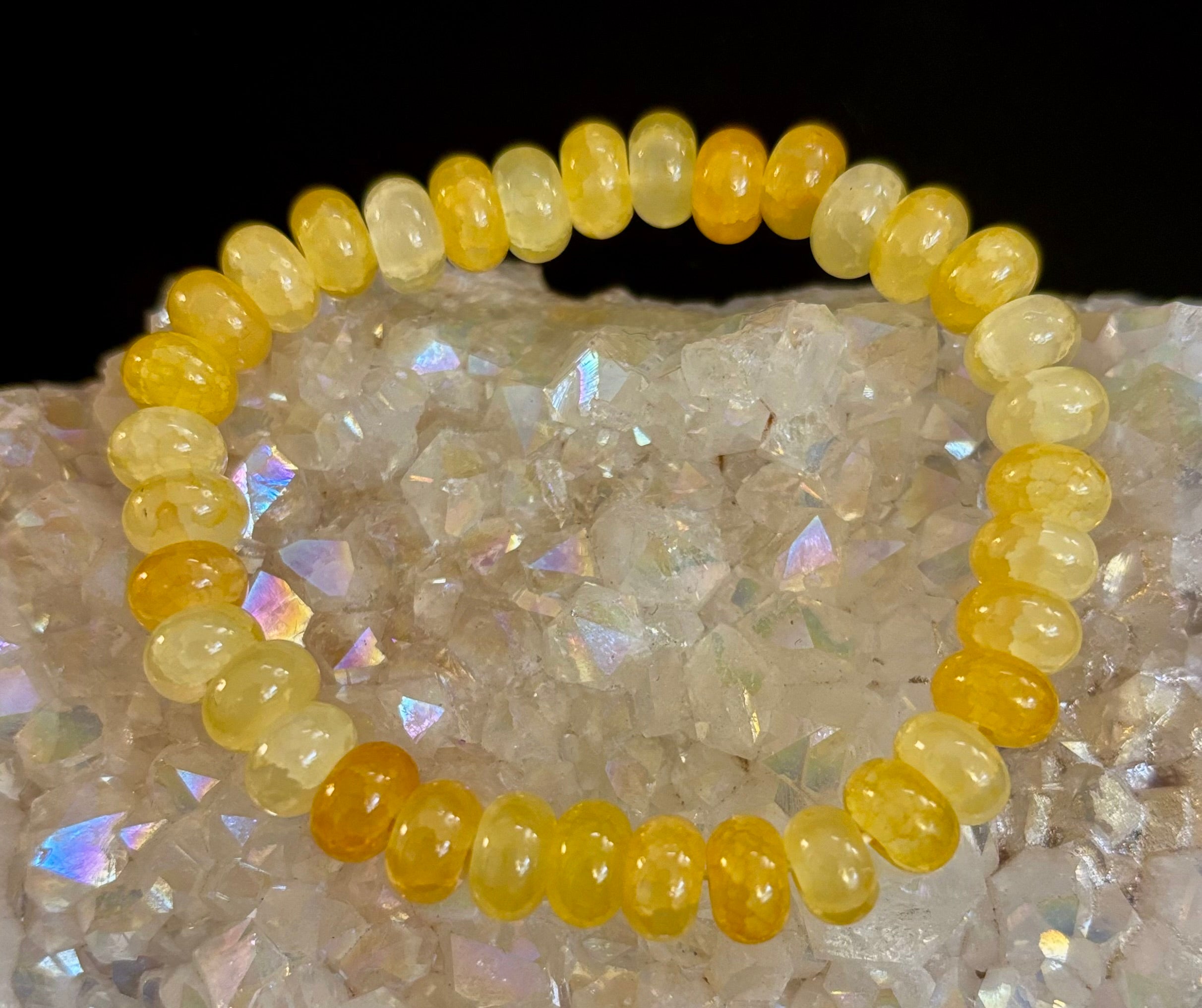 Yellow Agate Rondelle Bracelet – Joy, Confidence & Mental Clarity | Medium Wrists | | Wiccan Center