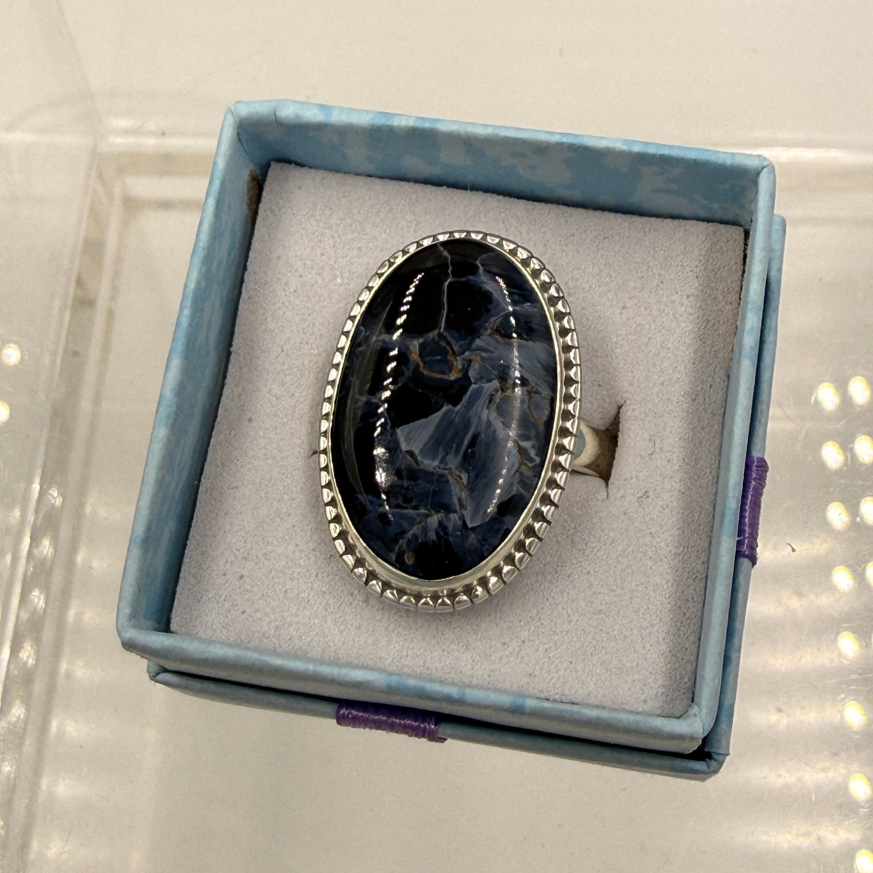 Sterling Silver Bezeled Oval Pietersite Ring - Size 10 - Grounding, Transformative & Insightful | Rings | Wiccan Center