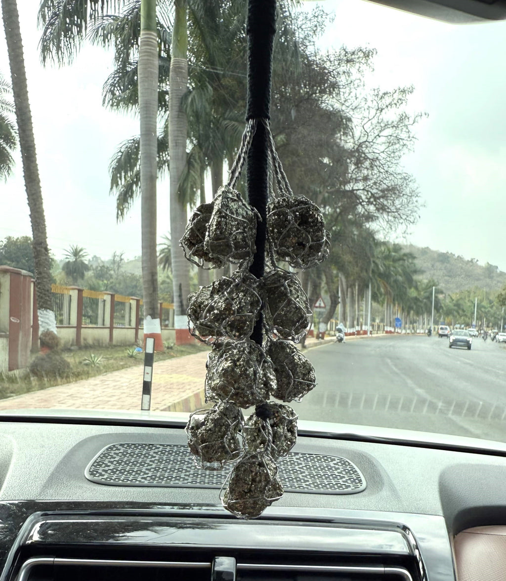 Raw Pyrite Cluster Crystal Hanger | Car Accessories