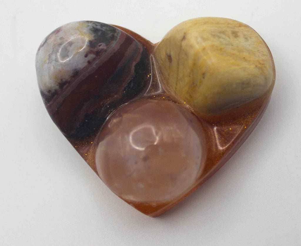 Resin Crystal Fidget Heart – Tactile Soothing Pocket Stone | | Wiccan Center