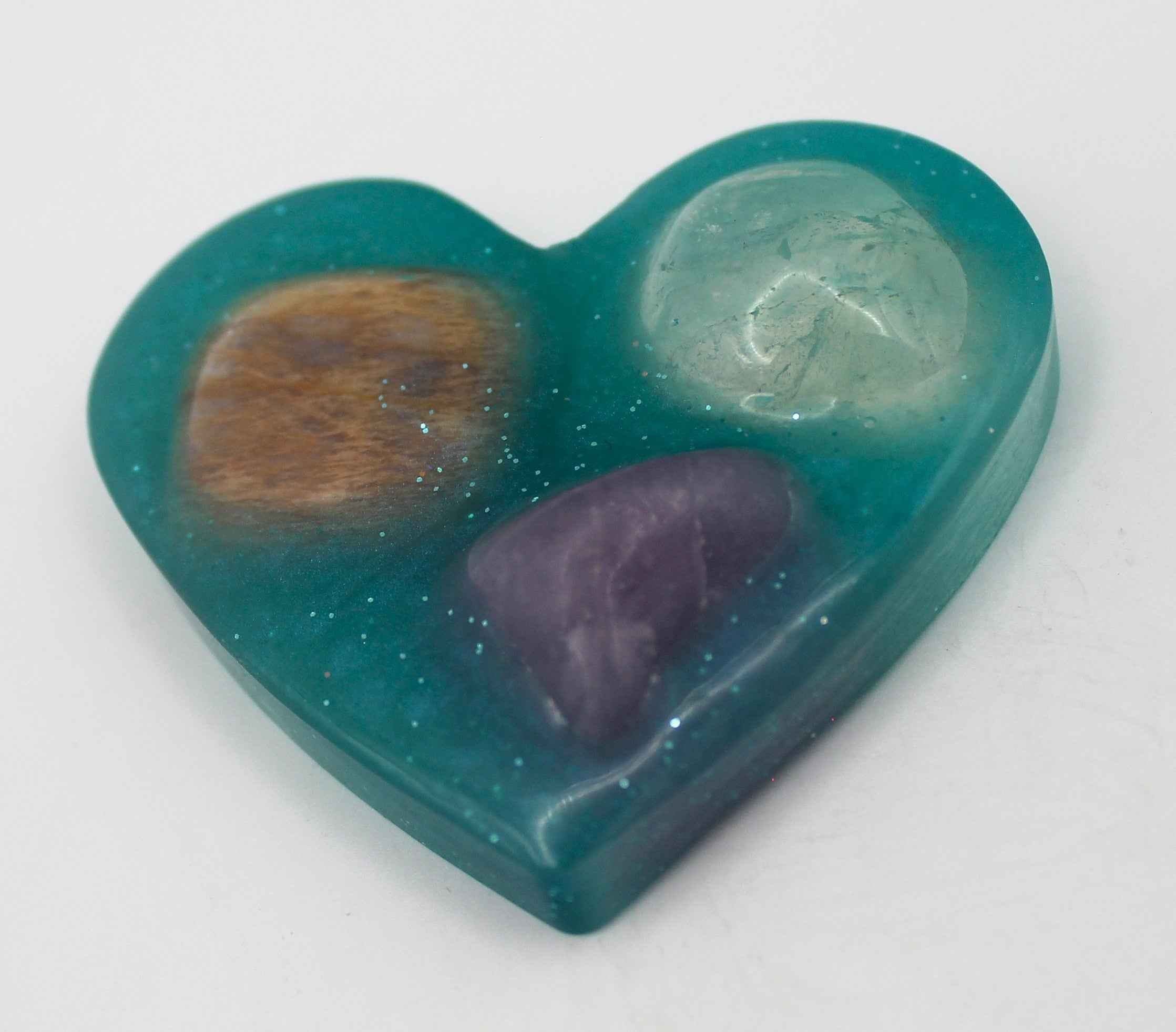 Resin Crystal Fidget Heart – Tactile Soothing Pocket Stone | | Wiccan Center
