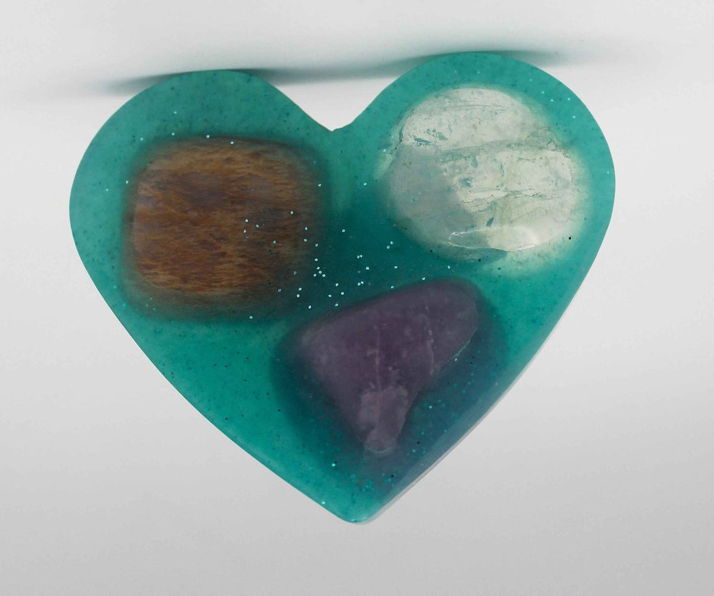 Resin Crystal Fidget Heart – Tactile Soothing Pocket Stone | | Wiccan Center
