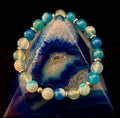 Blue Striped Agate Bracelet – Calming Energy for Small to Medium Wrists | | Wiccan Center
