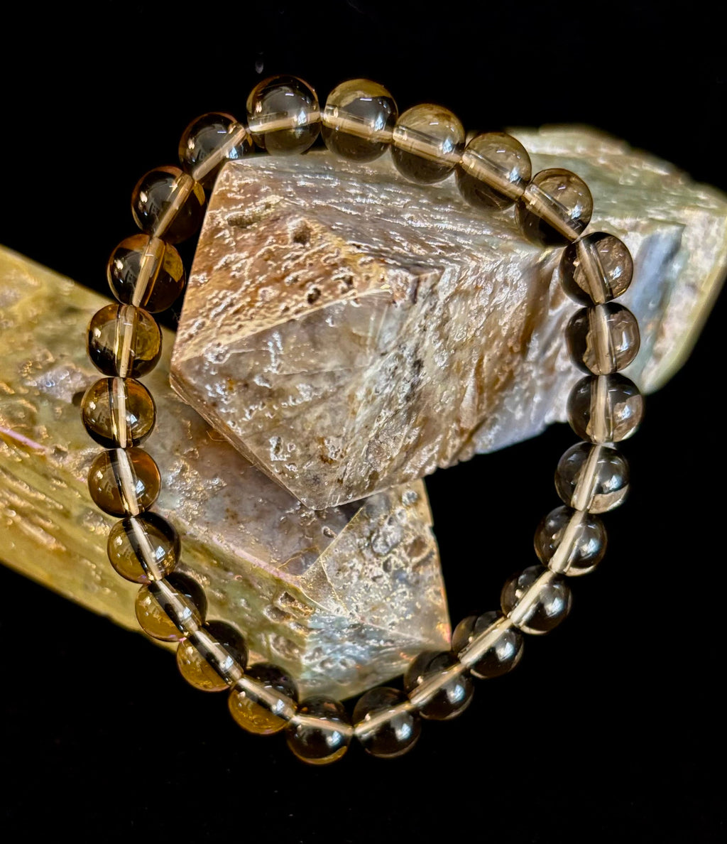 Smoky Quartz Bracelet – 8mm Natural Crystal for Grounding, Protection & Clarity | | Wiccan Center