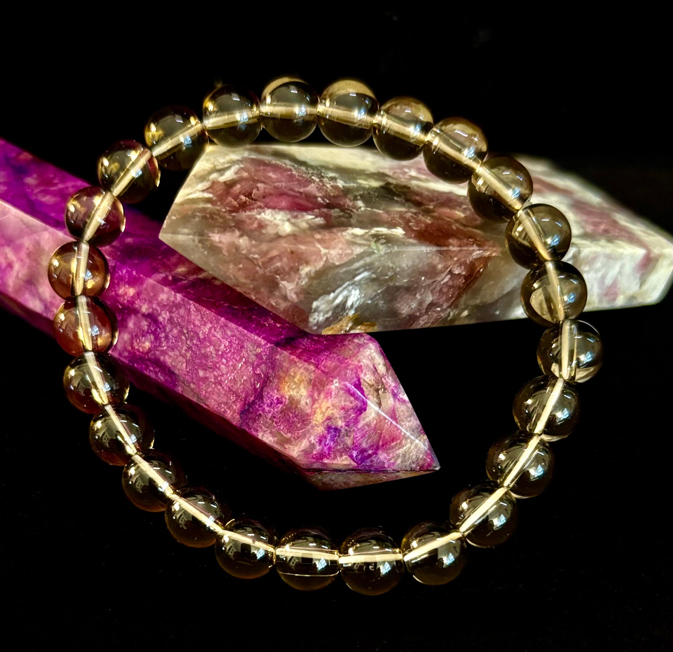 Smoky Quartz Bracelet – 8mm Natural Crystal for Grounding, Protection & Clarity | | Wiccan Center