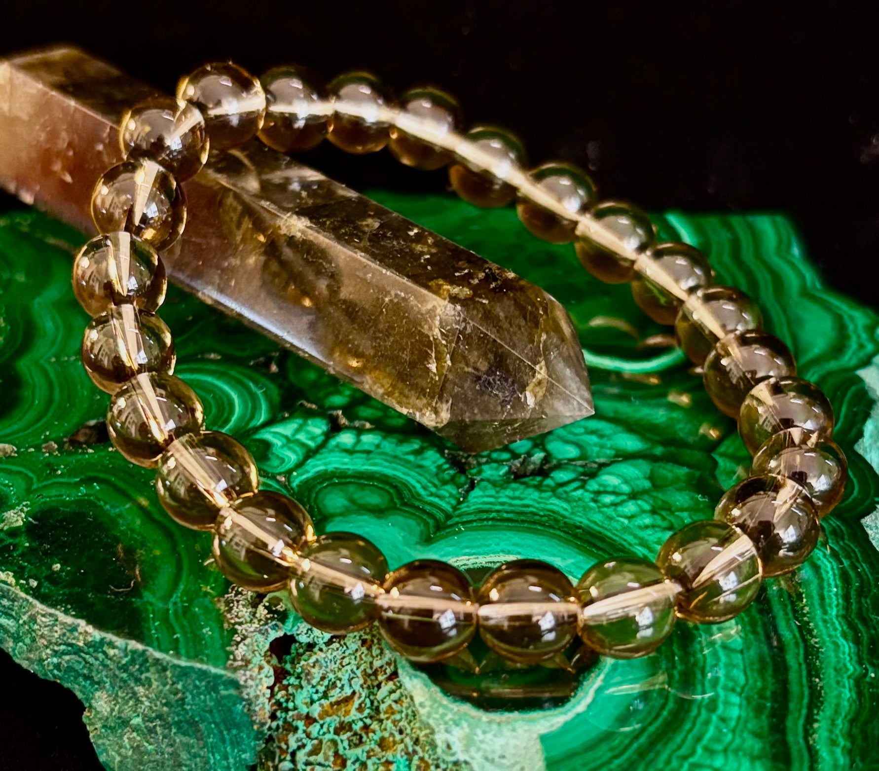Smoky Quartz Bracelet – 8mm Natural Crystal for Grounding, Protection & Clarity | | Wiccan Center