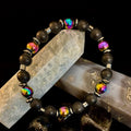 Hematite and Natural Stone Unisex Stretch Bracelet – Medium Fit, Sleek Fusion Style | | Wiccan Center