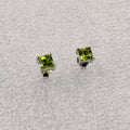Sterling Silver Square Peridot Post Earrings | Earrings | Wiccan Center