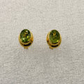 Gold Vermeil Bezeled Oval Peridot Post Earrings | Earrings | Wiccan Center