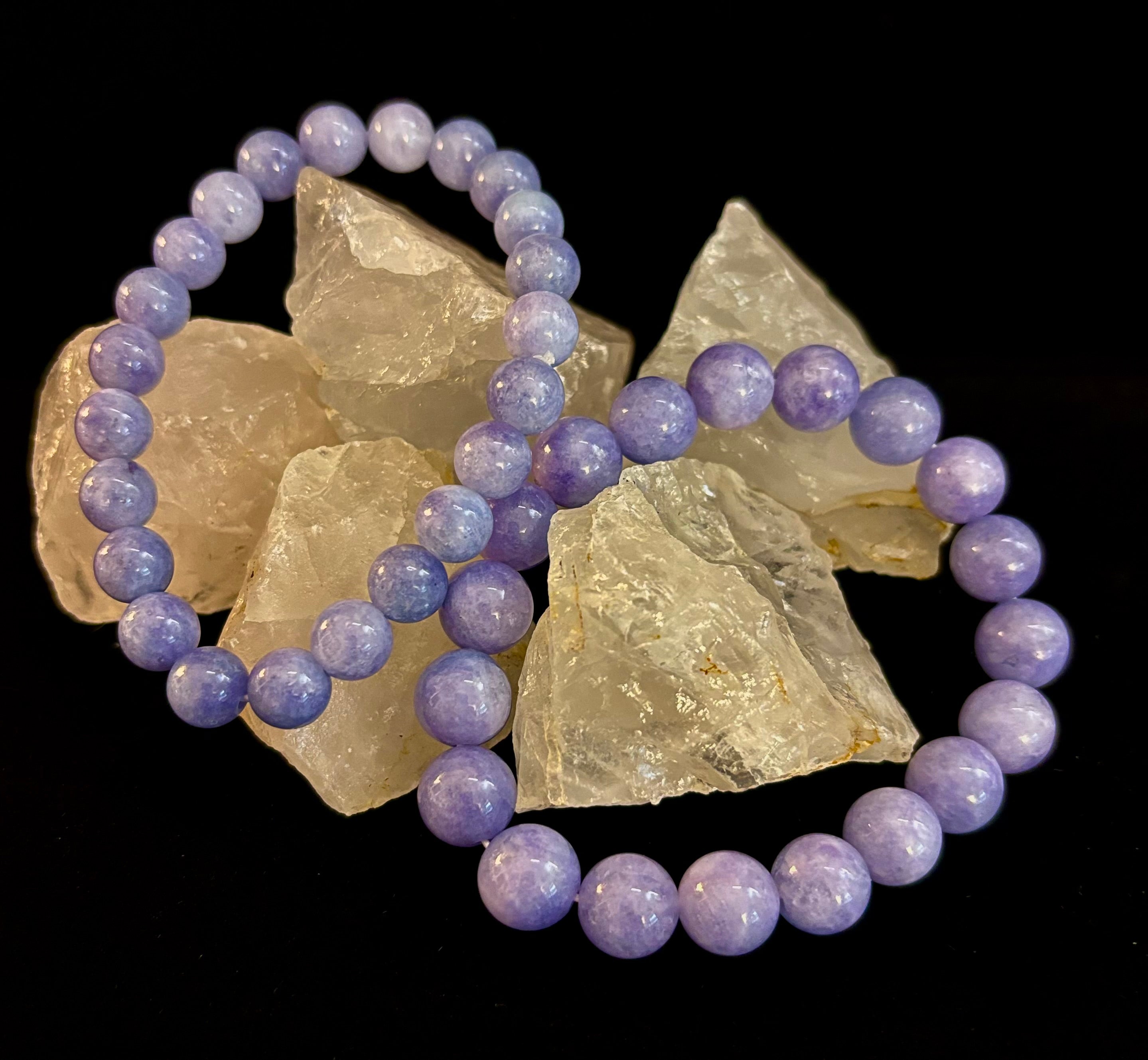 Angelite Crystal Bracelet – Serenity & Intuition | 8mm & 10mm Beads for Medium Wrists | | Wiccan Center