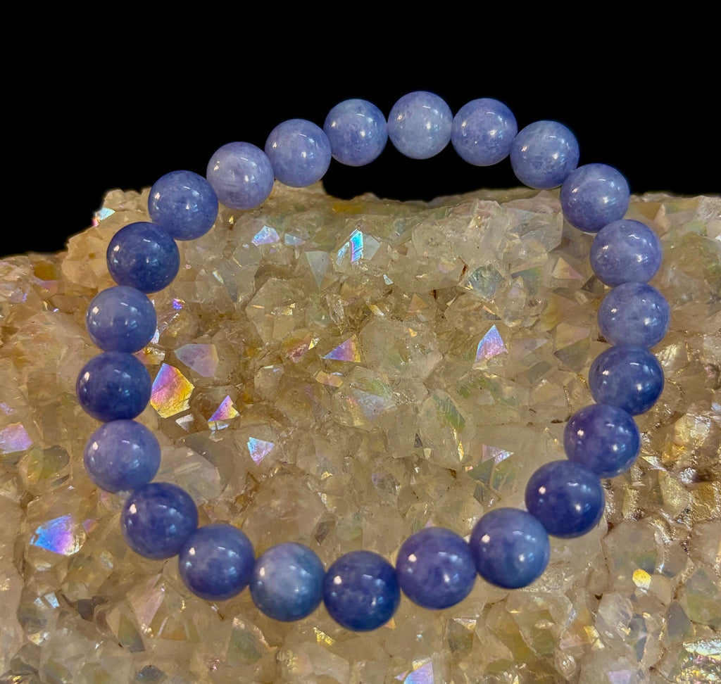 Angelite Crystal Bracelet – Serenity & Intuition | 8mm & 10mm Beads for Medium Wrists | | Wiccan Center