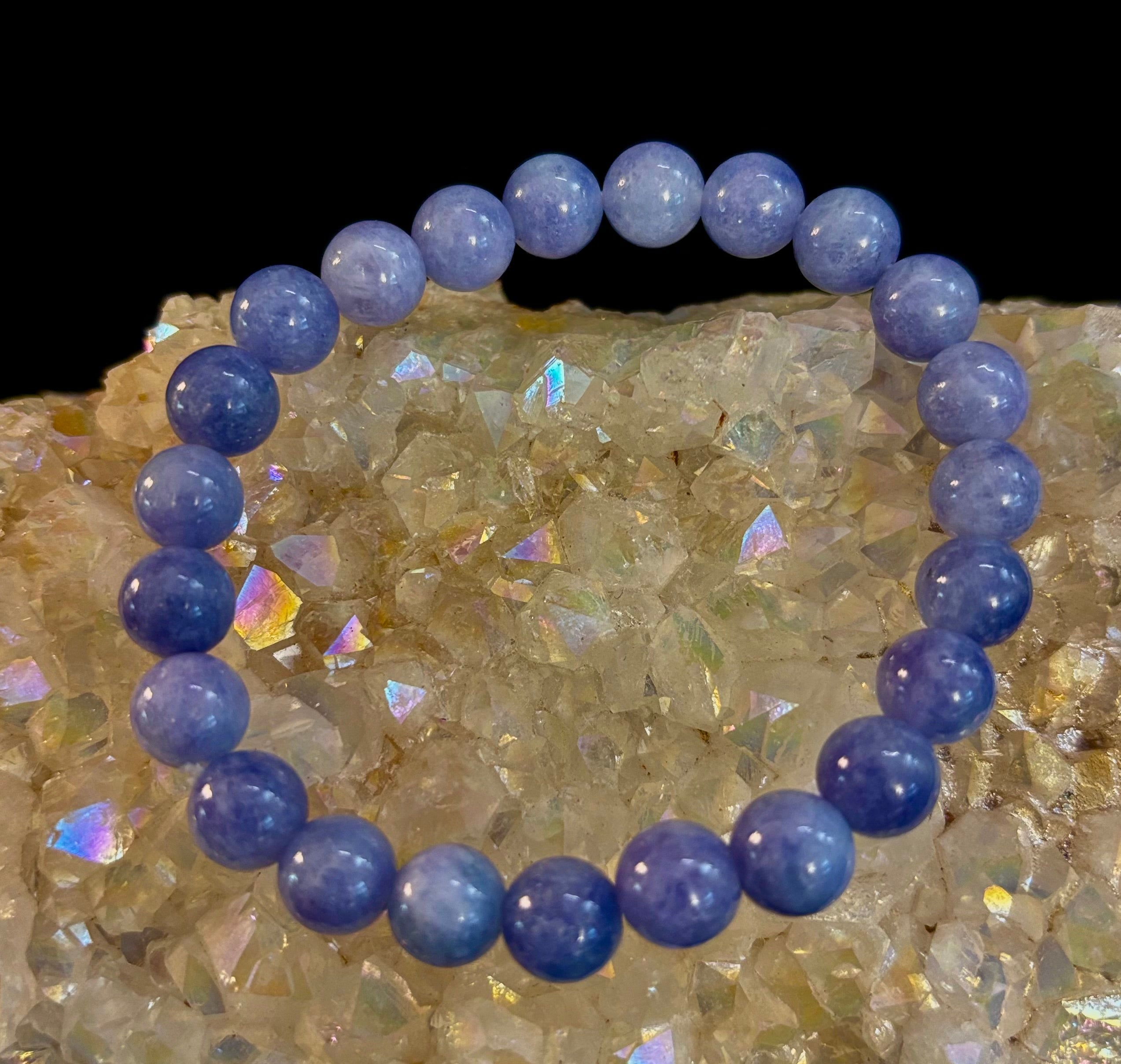 Angelite Crystal Bracelet – Serenity & Intuition | 8mm & 10mm Beads for Medium Wrists | | Wiccan Center
