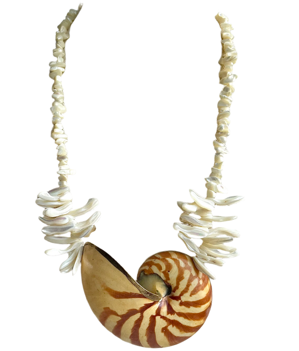 Fabulous Huge Nautilus Shell Statement Necklace