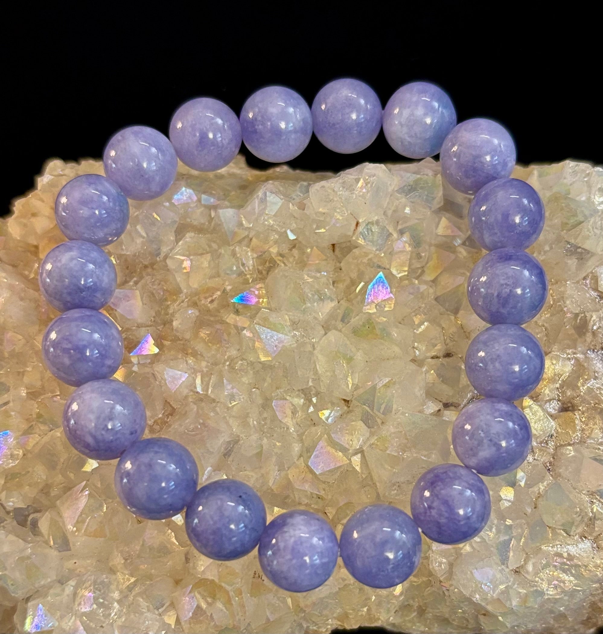 Angelite Crystal Bracelet – Serenity & Intuition | 8mm & 10mm Beads for Medium Wrists | | Wiccan Center