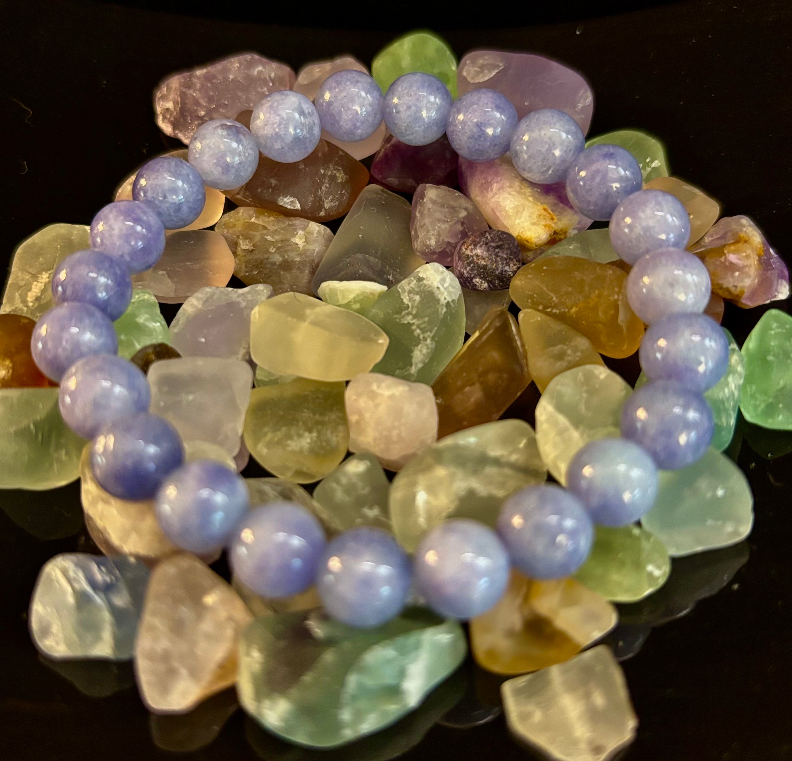 Angelite Crystal Bracelet – Serenity & Intuition | 8mm & 10mm Beads for Medium Wrists | | Wiccan Center