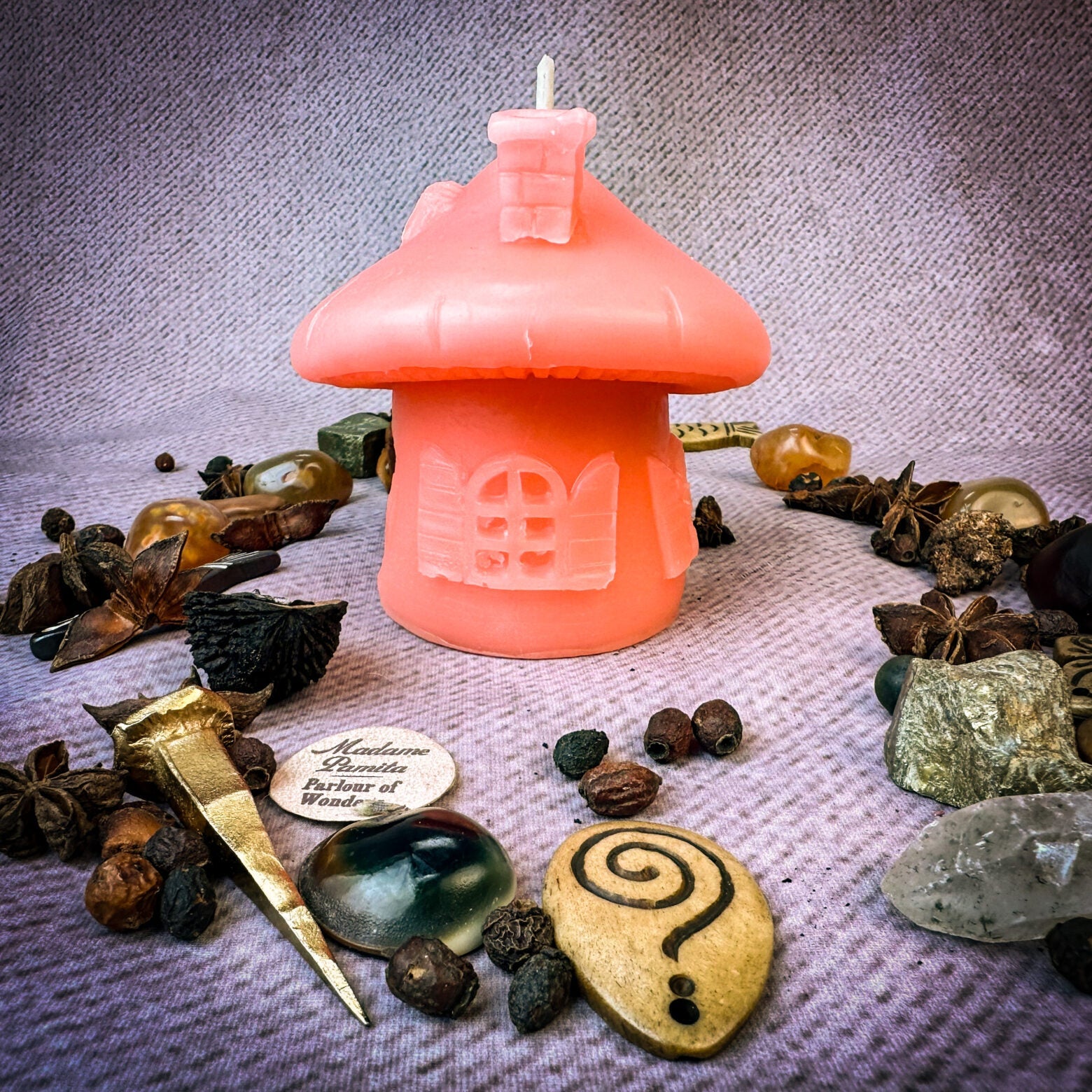 Beeswax Mushroom Fairy Hut Cozy Home Spell Candle - Sanctuary & Blessing Magic | Beeswax Candle | Wiccan Center