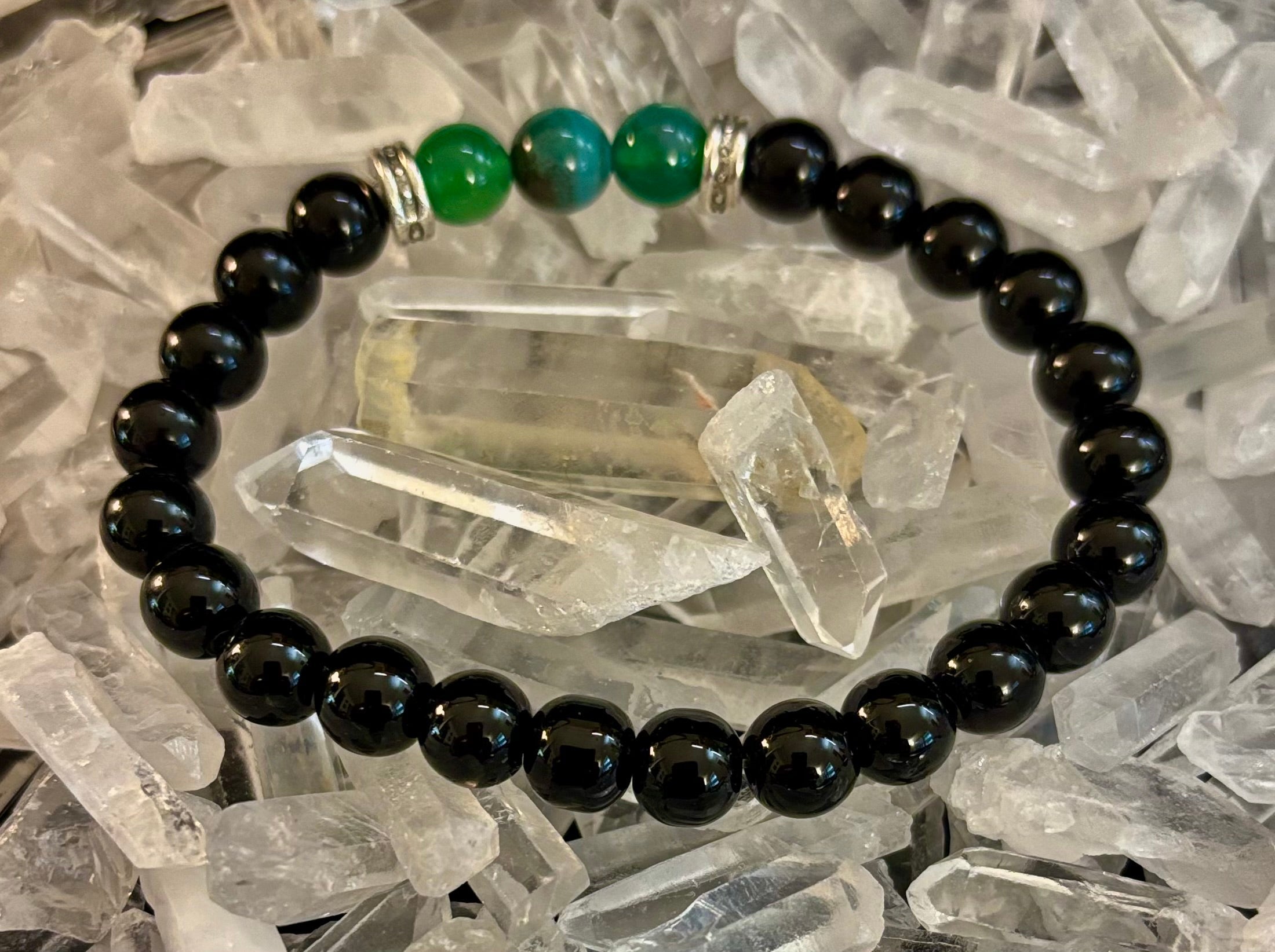 Green Natural Stone Stretchy Bracelet – Handcrafted in Turkey | | Wiccan Center