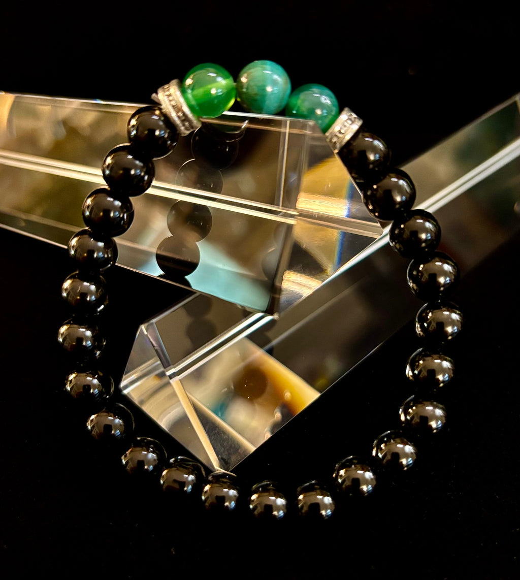 Green Natural Stone Stretchy Bracelet – Handcrafted in Turkey | | Wiccan Center