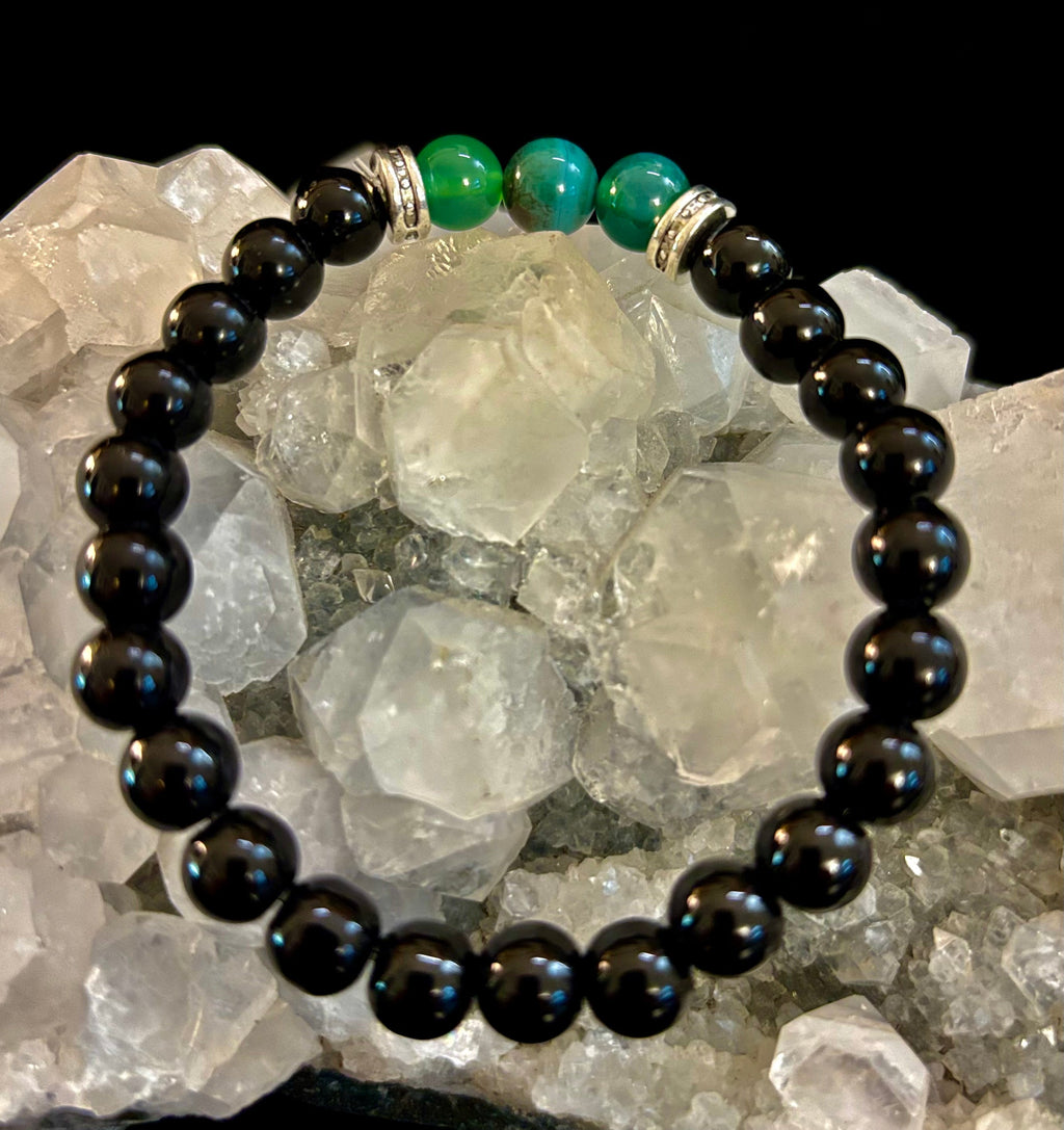 Green Natural Stone Stretchy Bracelet – Handcrafted in Turkey | | Wiccan Center