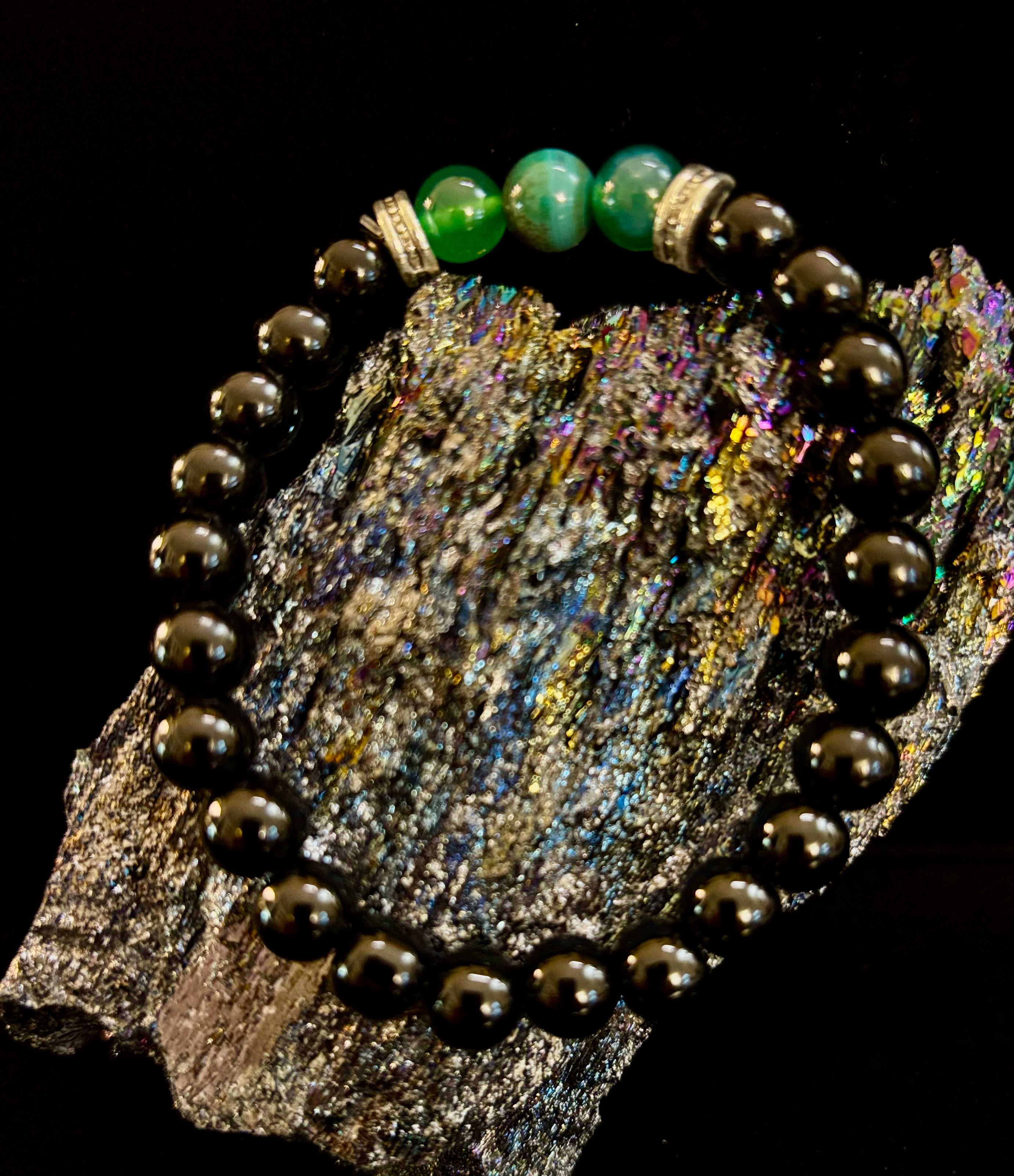 Green Natural Stone Stretchy Bracelet – Handcrafted in Turkey | | Wiccan Center