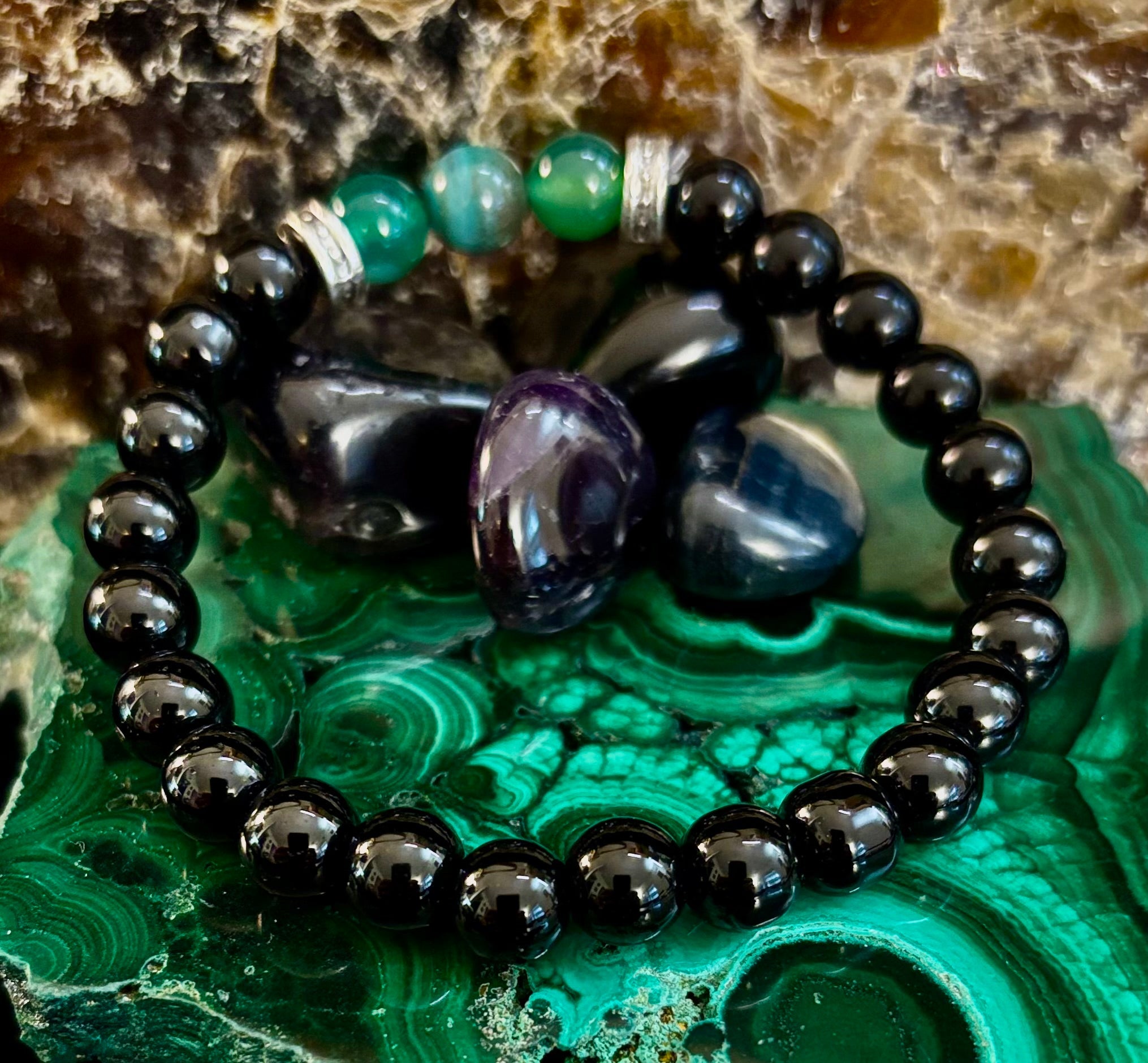 Green Natural Stone Stretchy Bracelet – Handcrafted in Turkey | | Wiccan Center