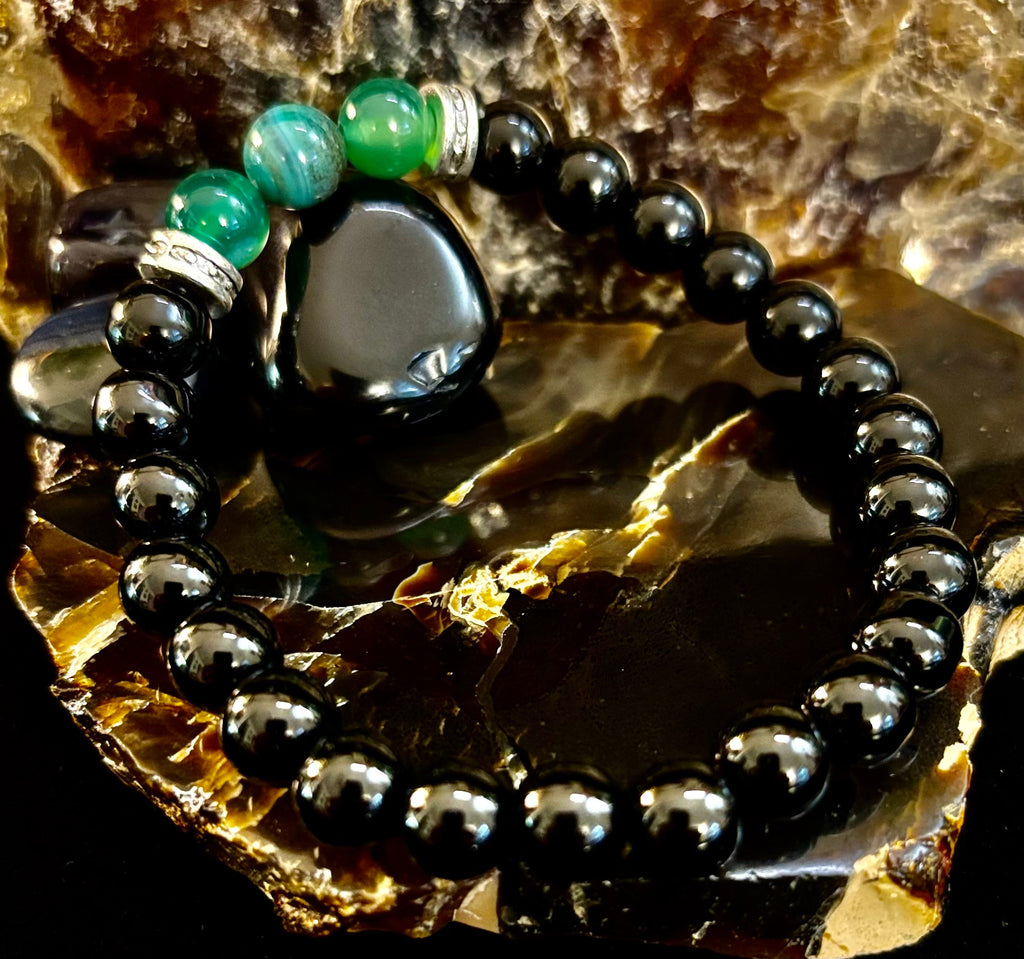 Green Natural Stone Stretchy Bracelet – Handcrafted in Turkey | | Wiccan Center