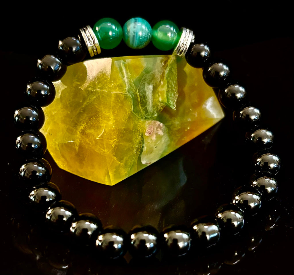 Green Natural Stone Stretchy Bracelet – Handcrafted in Turkey | | Wiccan Center