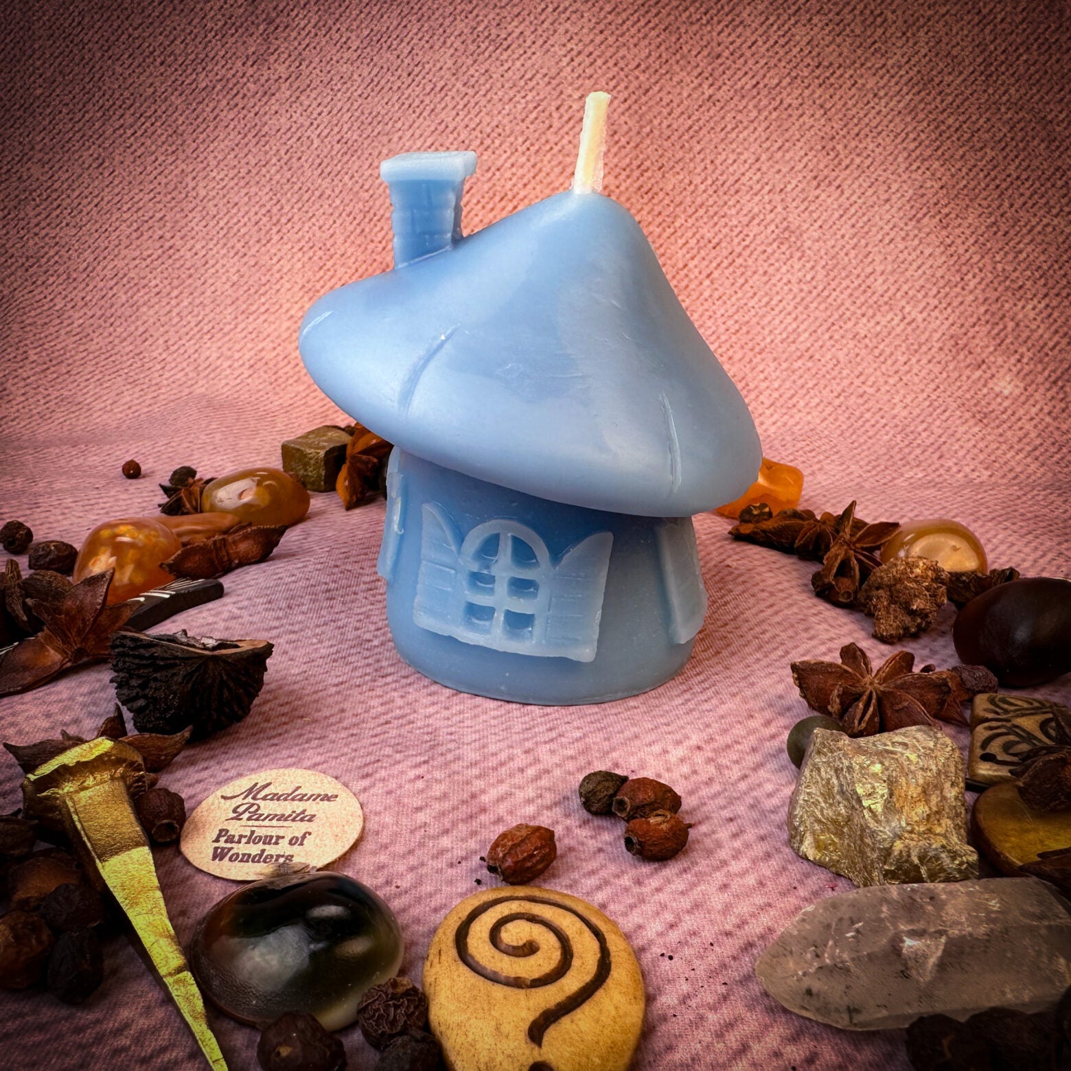Beeswax Mushroom Fairy Hut Cozy Home Spell Candle - Sanctuary & Blessing Magic | Beeswax Candle | Wiccan Center