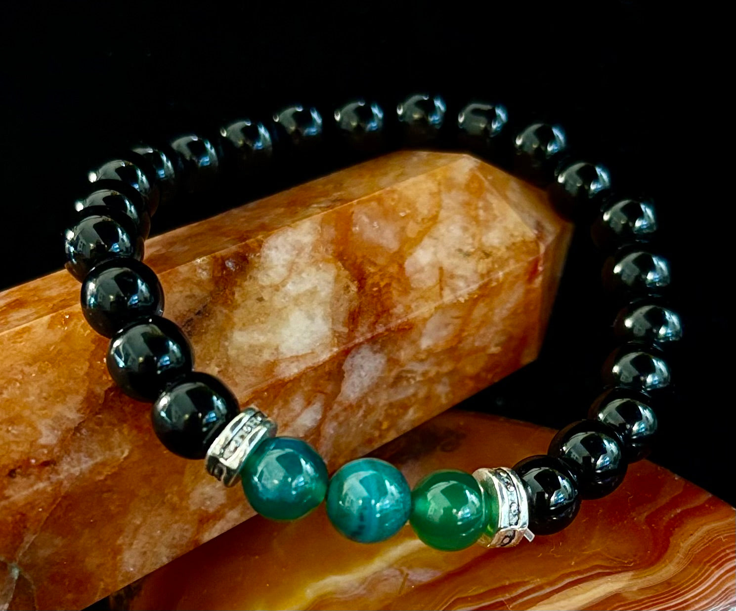 Green Natural Stone Stretchy Bracelet – Handcrafted in Turkey | | Wiccan Center