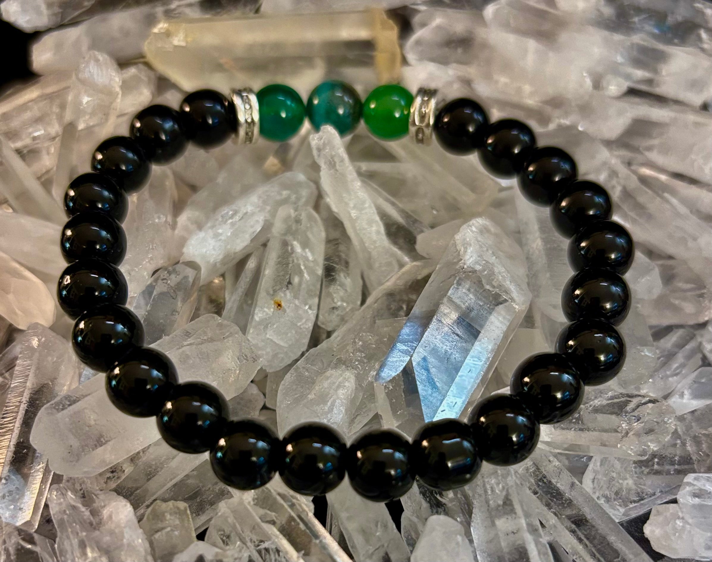 Green Natural Stone Stretchy Bracelet – Handcrafted in Turkey | | Wiccan Center