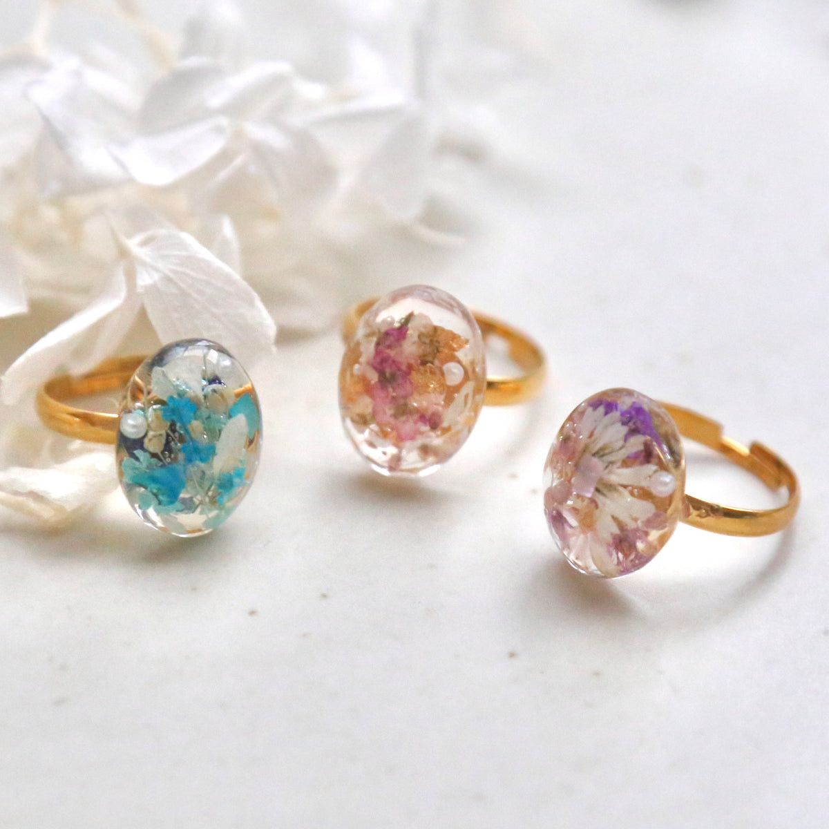 SALE - Resin Spring Flower Rings