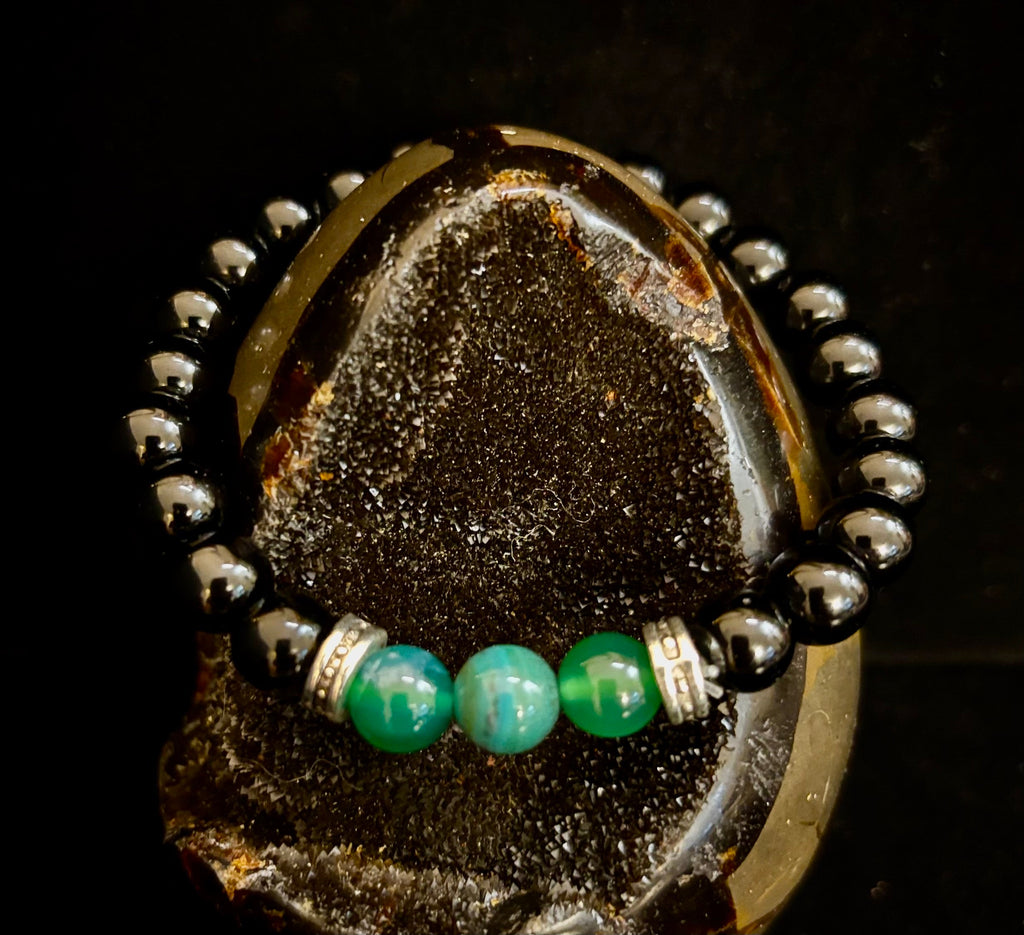Green Natural Stone Stretchy Bracelet – Handcrafted in Turkey | | Wiccan Center