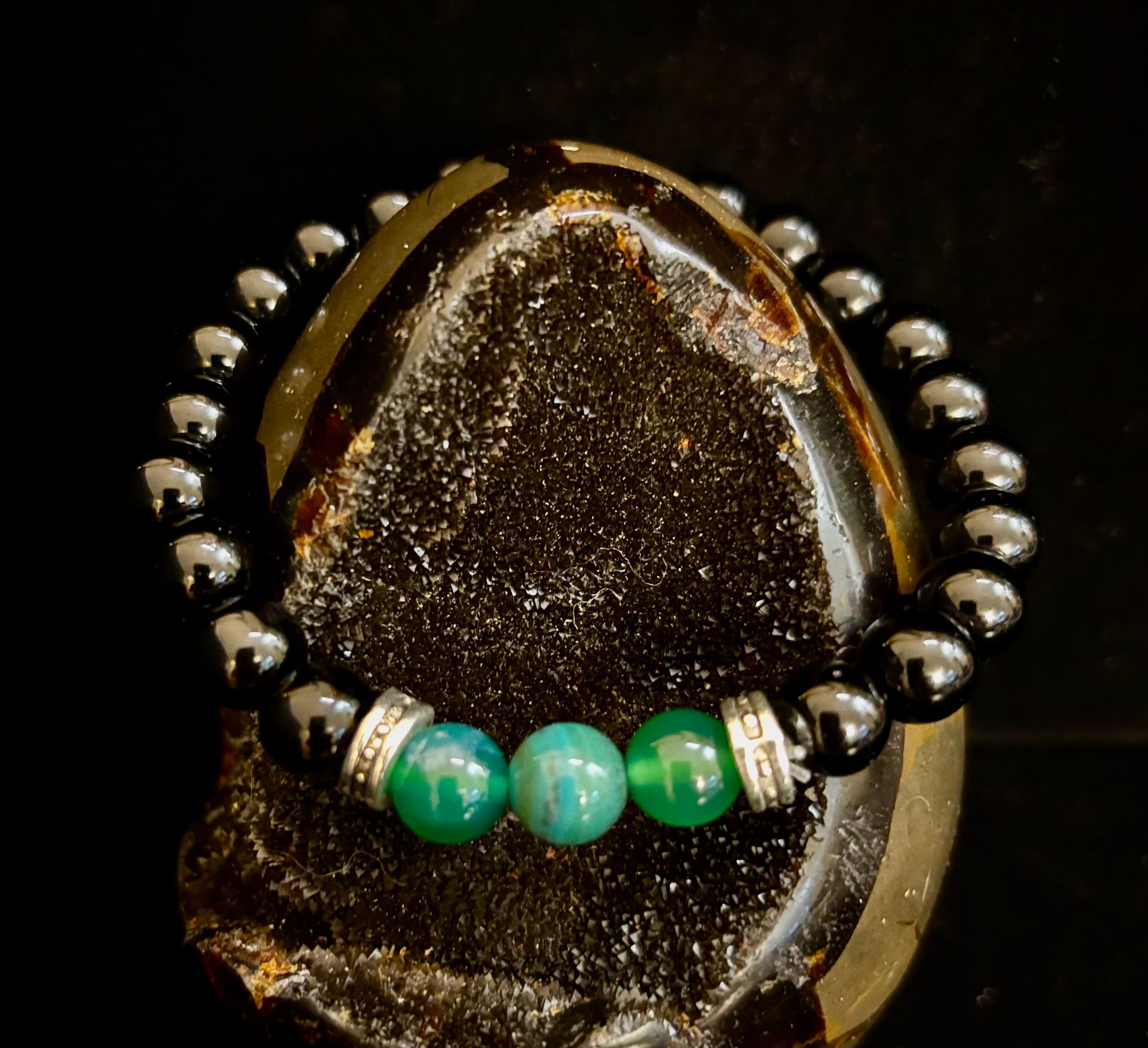 Green Natural Stone Stretchy Bracelet – Handcrafted in Turkey | | Wiccan Center