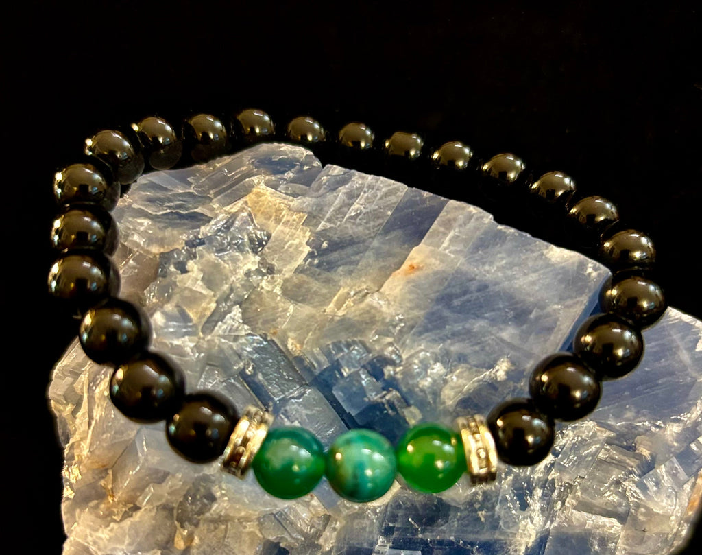 Green Natural Stone Stretchy Bracelet – Handcrafted in Turkey | | Wiccan Center