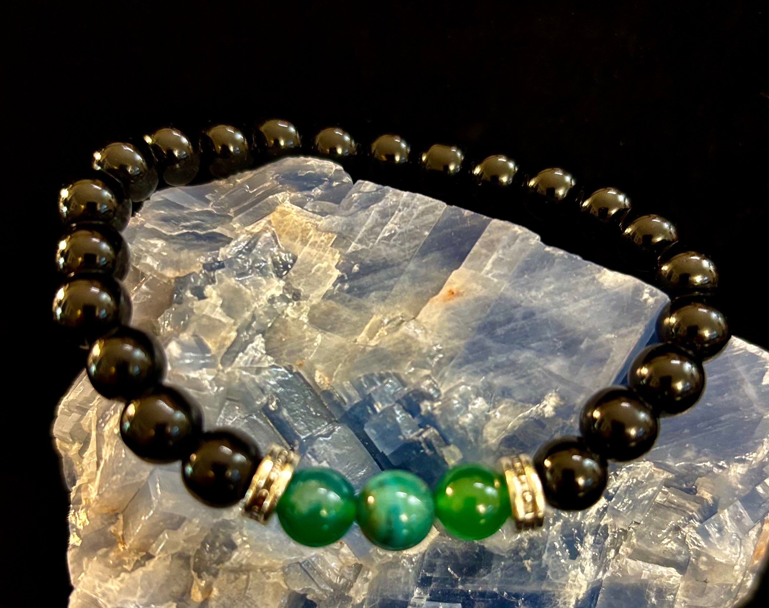 Green Natural Stone Stretchy Bracelet – Handcrafted in Turkey | | Wiccan Center
