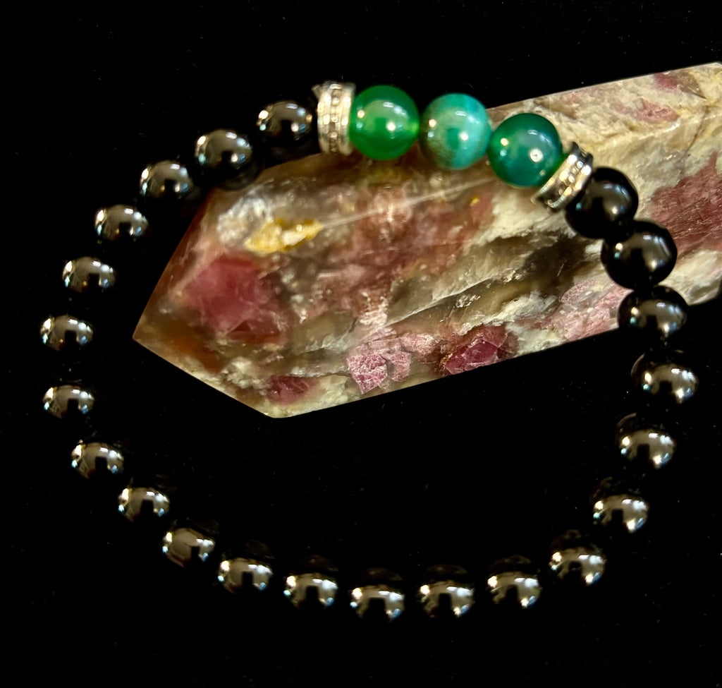 Green Natural Stone Stretchy Bracelet – Handcrafted in Turkey | | Wiccan Center