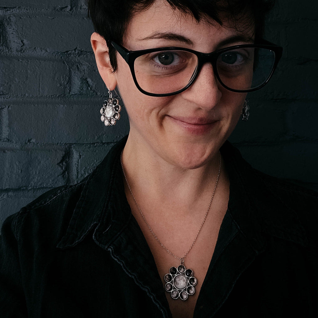 CLEARANCE Moon Phases Halo Dangle Earrings | Earrings | Wiccan Center