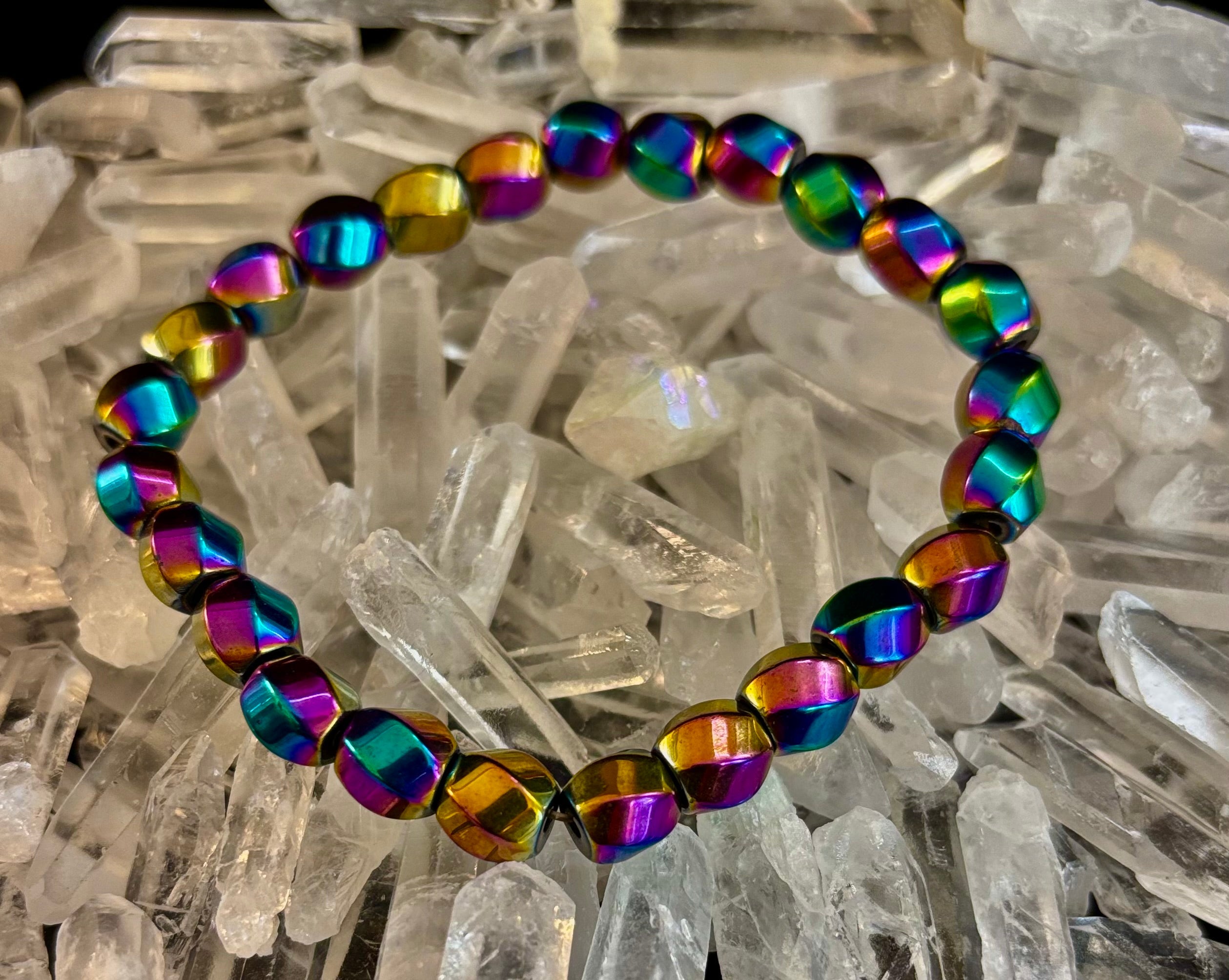 Rainbow Style Geometric Beaded Bracelet – LGBTQ+ Pride & Power for Medium and Large Wrists | | Wiccan Center